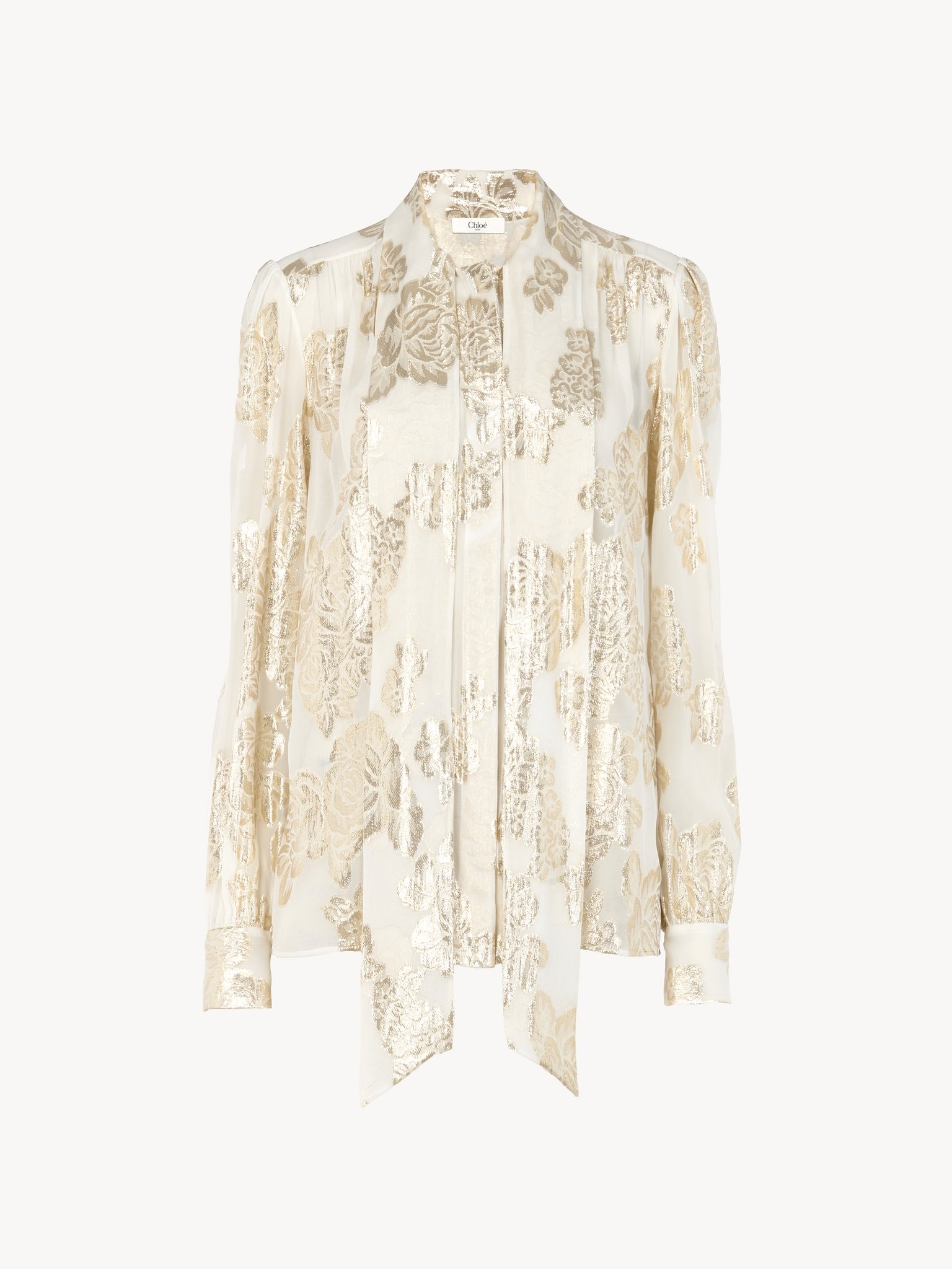 GATHERED LAVALLIÈRE BLOUSE IN SILK JACQUARD & LUREX - 2