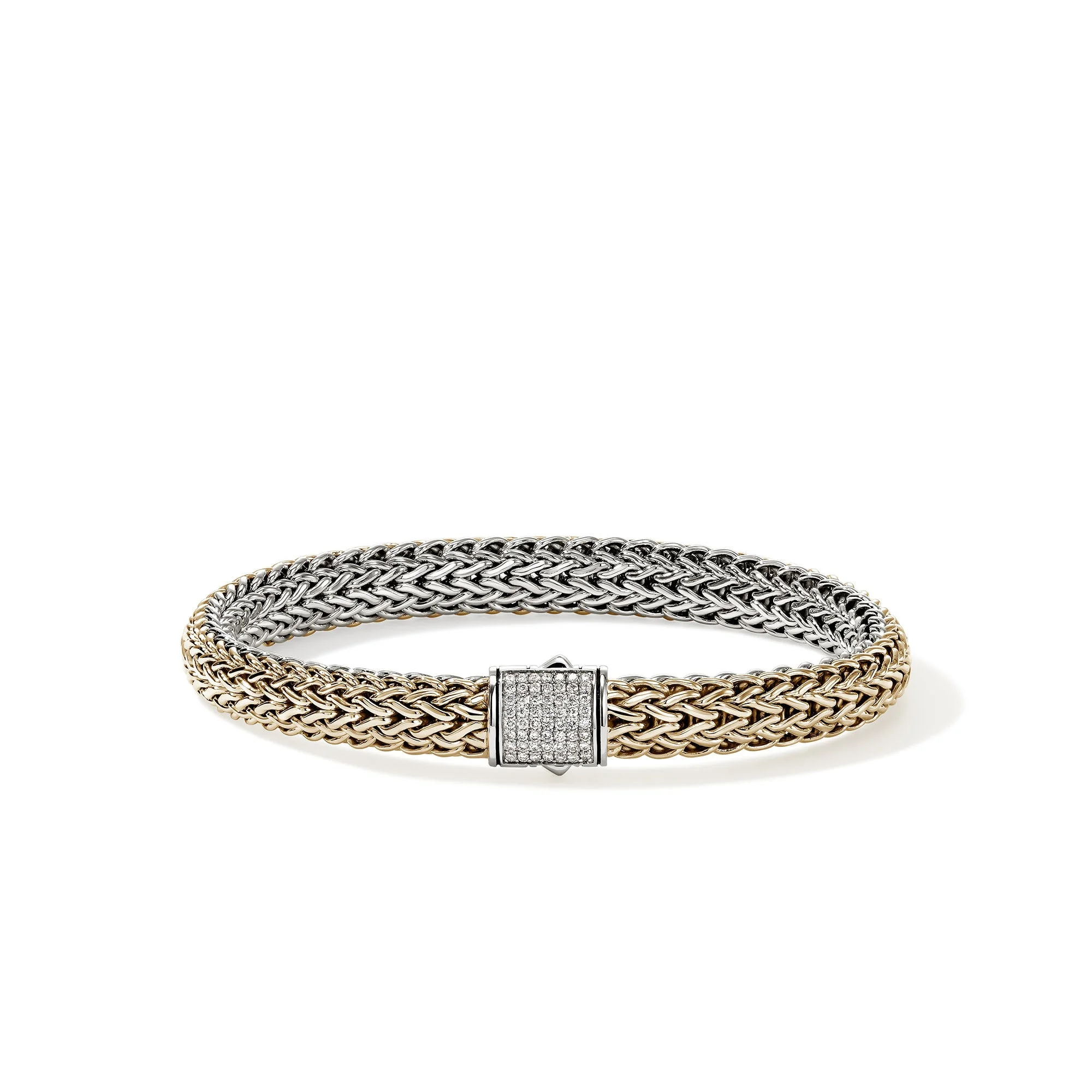 Icon Bracelet, Reversible, Gold, Sterling Silver, Diamonds, 7.5MM - 1