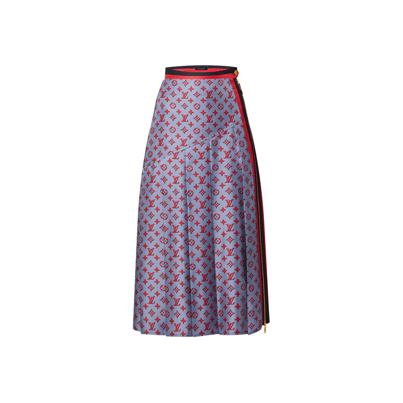 3D Monogram Asymmetrical Pleat Midi Skirt 1