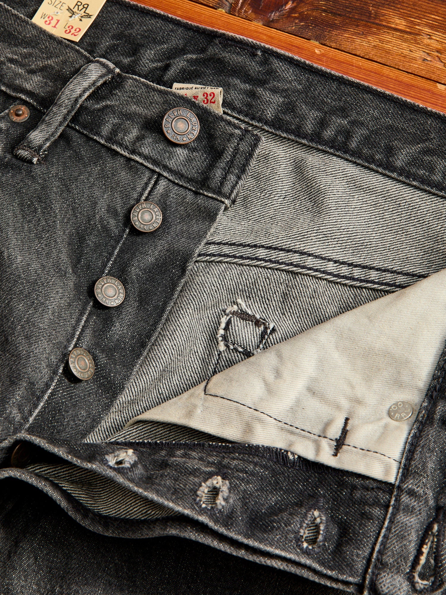 RRL by Ralph Lauren Dusty Black 13oz Washed Denim - Straight Fit  