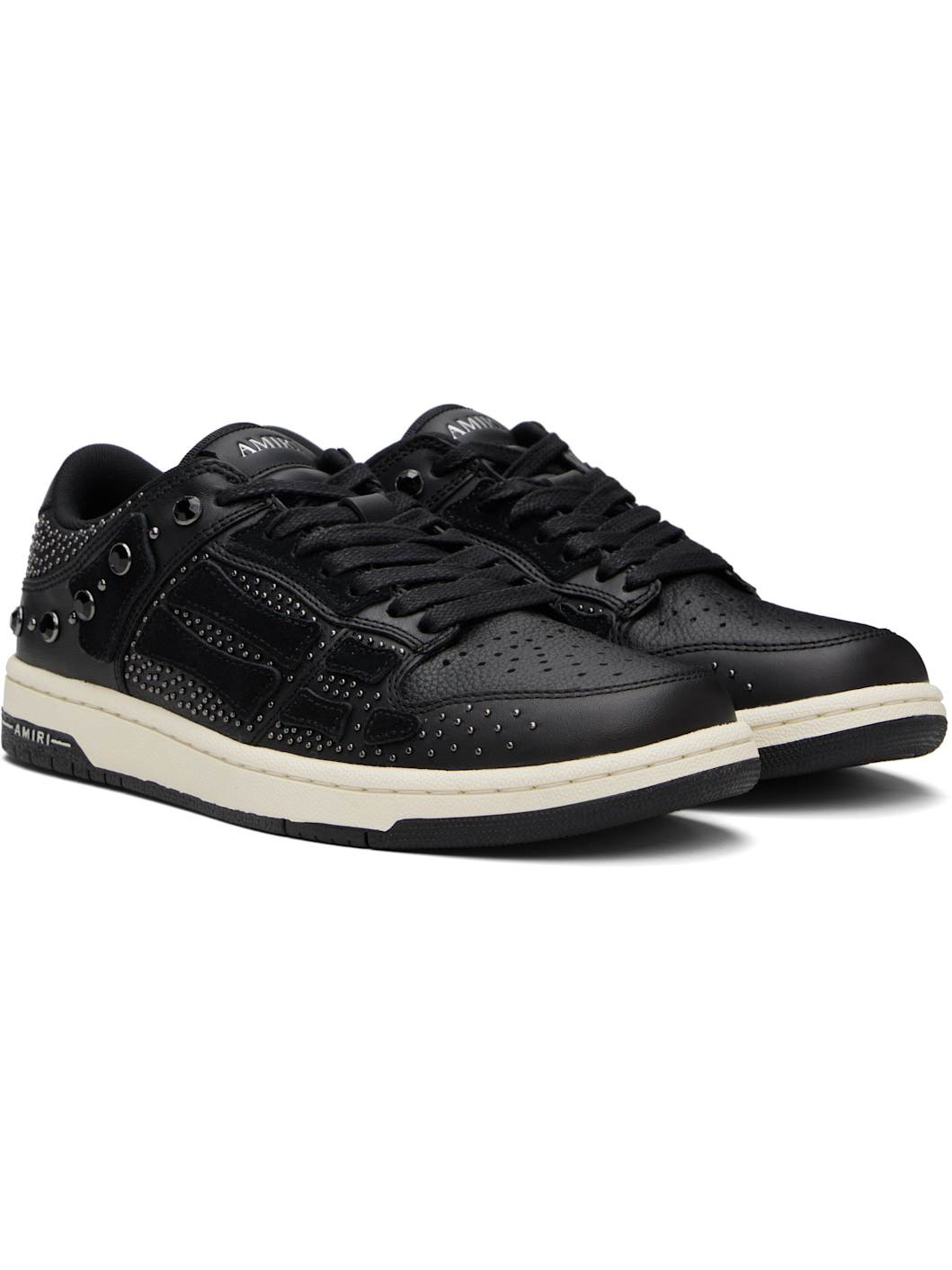 Black Crystal Studded Skel Top Low Sneakers - 4
