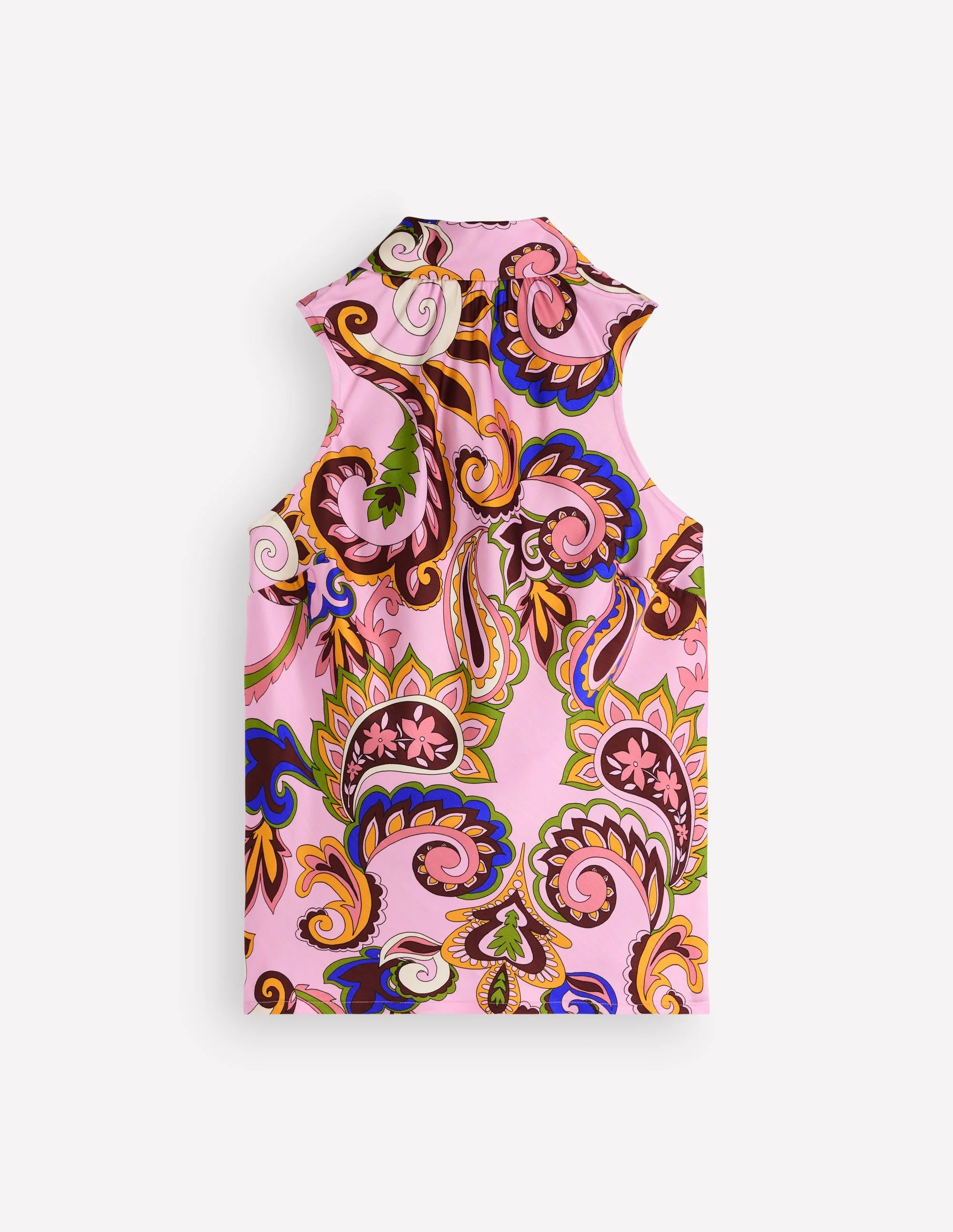 Satin Halterneck Top-Paisley Print - 1