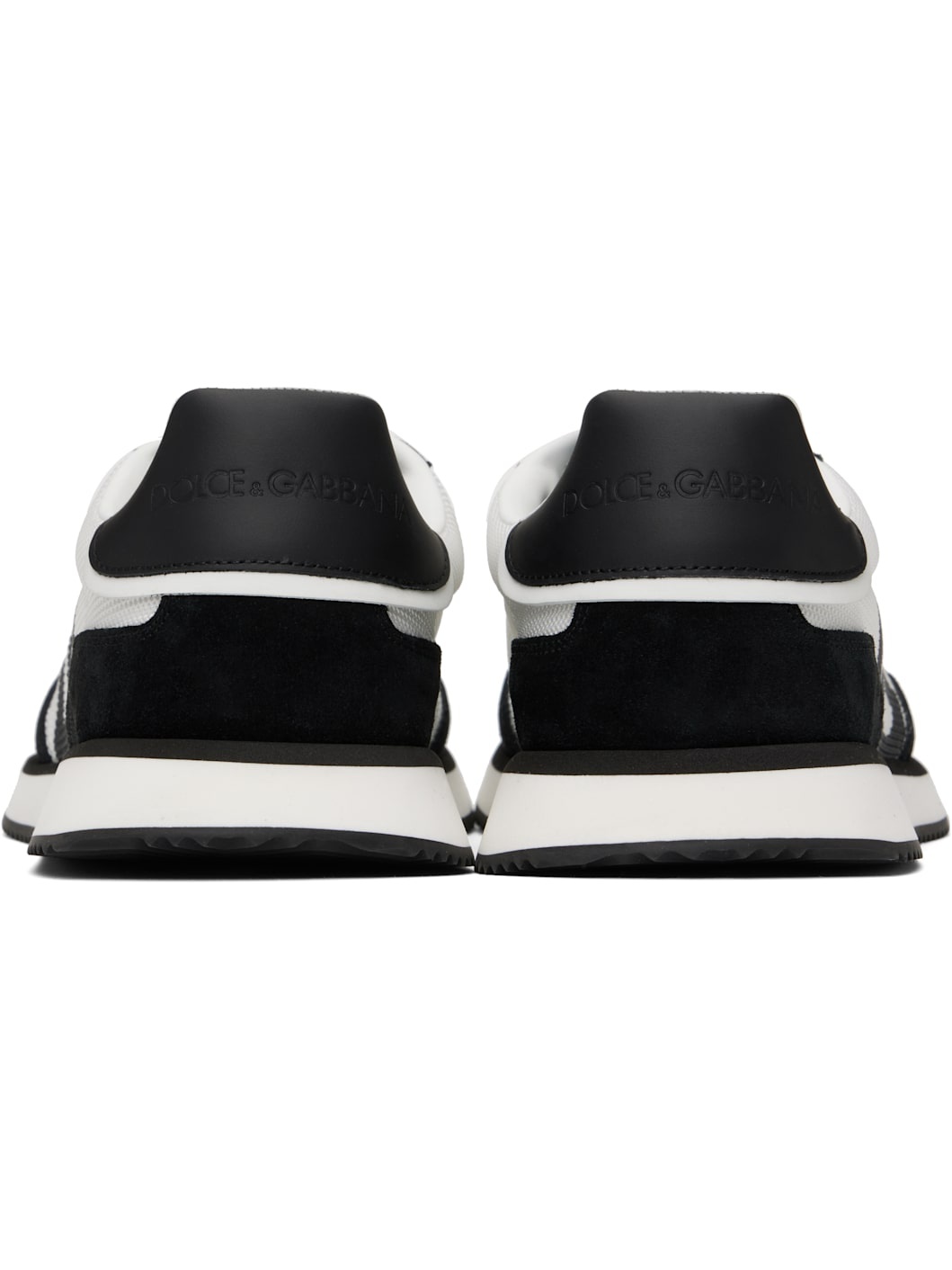 White & Black Mixed-Material 'DG' Cushion Sneakers - 2