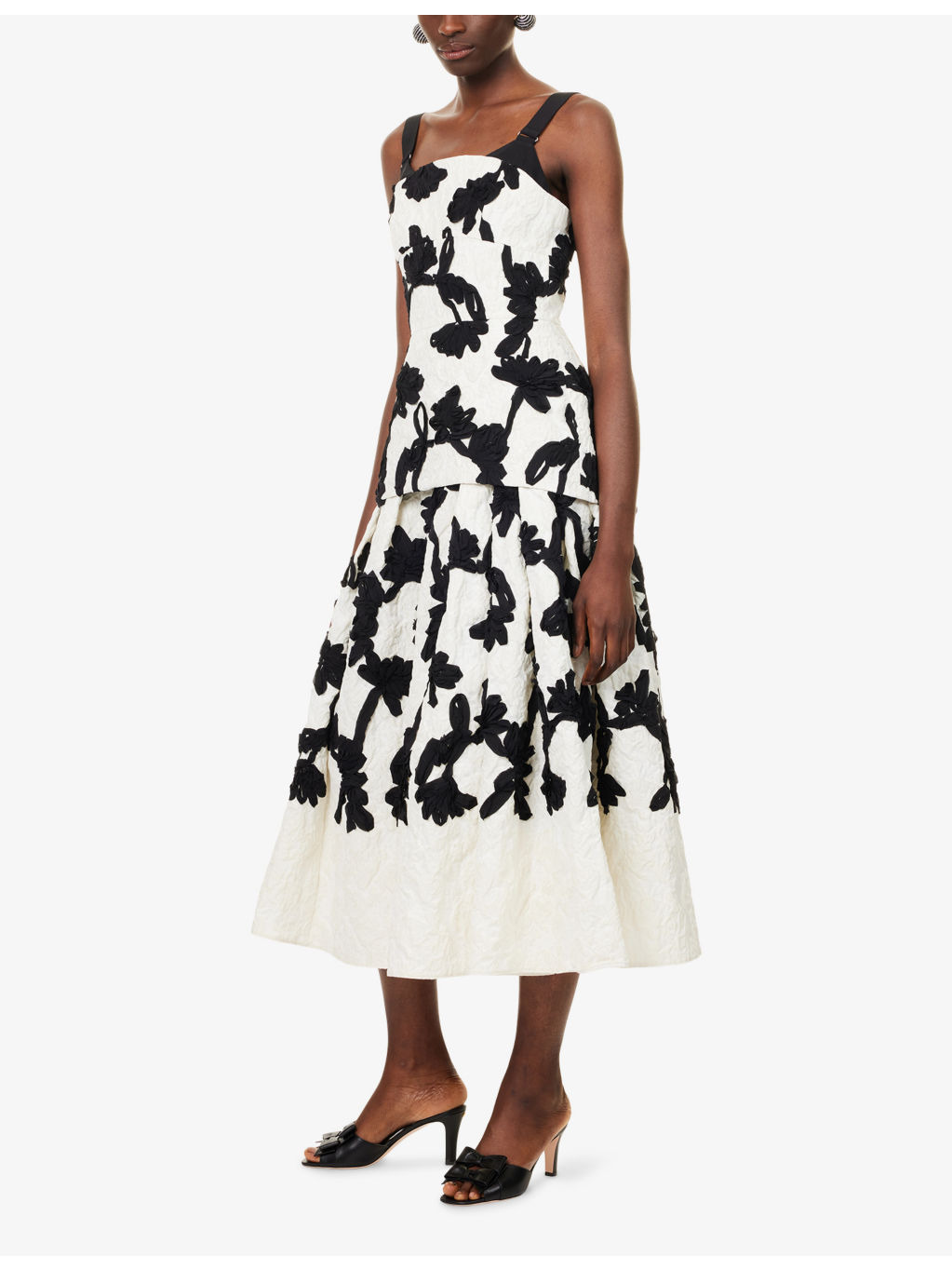Jacquard Floral Woven Midi Dress - 3