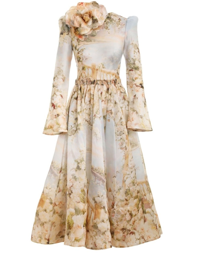 Zimmermann LYRICAL RUCHED MIDI DRESS - 8399DF232GASC | REVERSIBLE