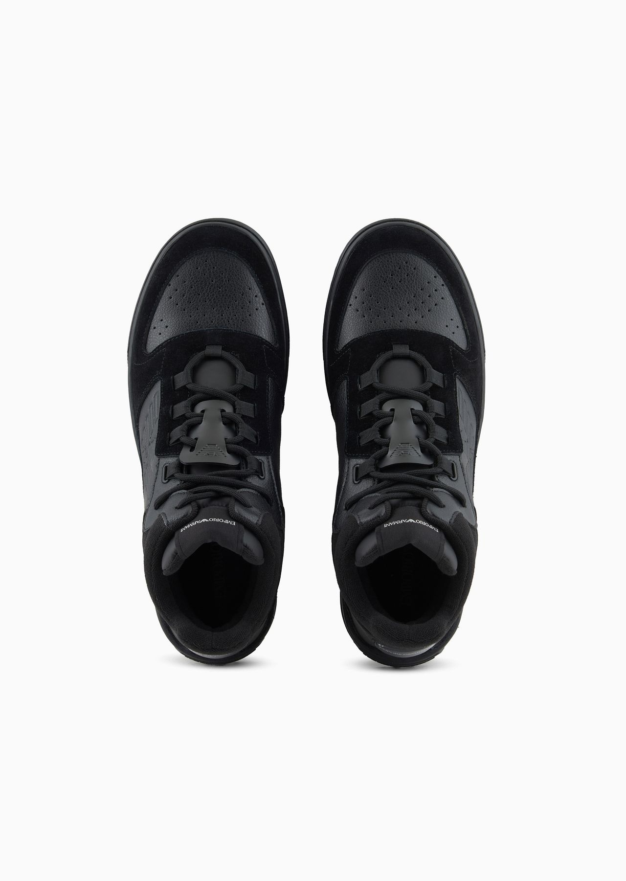 Leather and suede high-top sneakers - 3