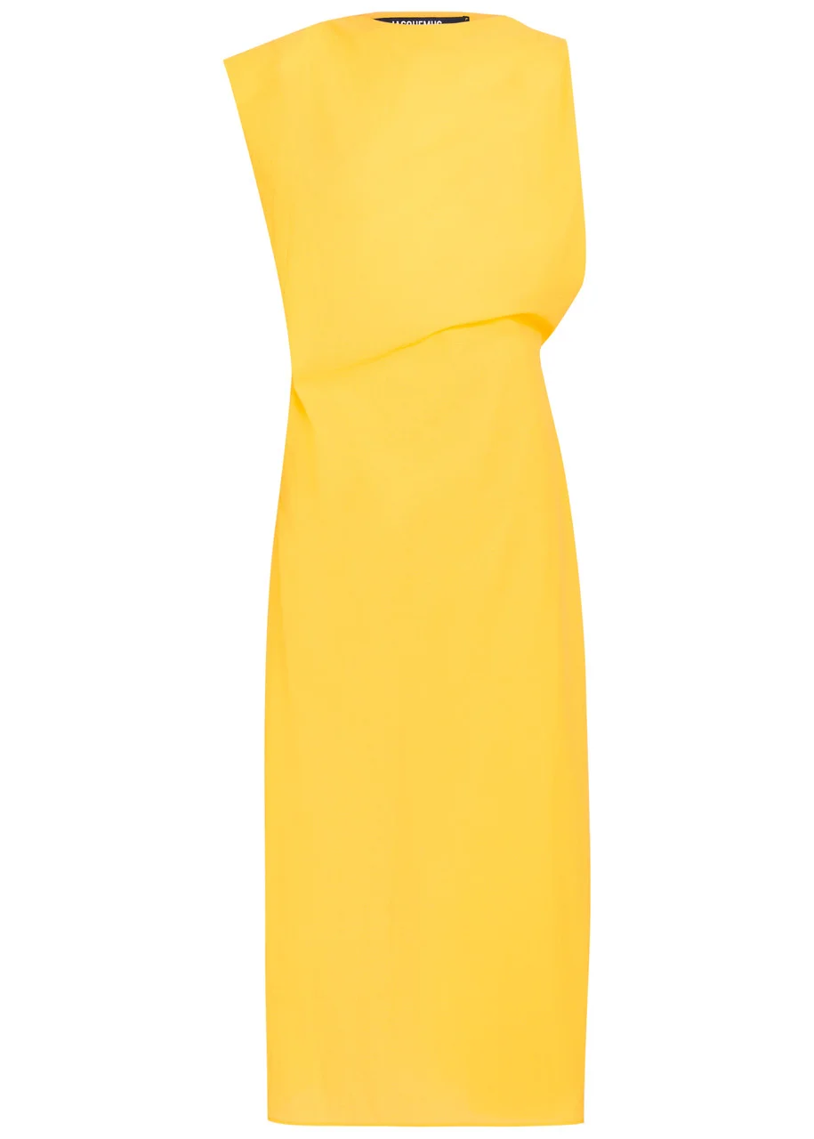 Jacquemus La Robe Drap Draped Cotton-blend Midi Dress - 1