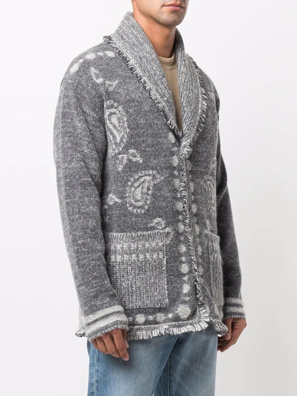 paisley-print knitted cardigan - 3