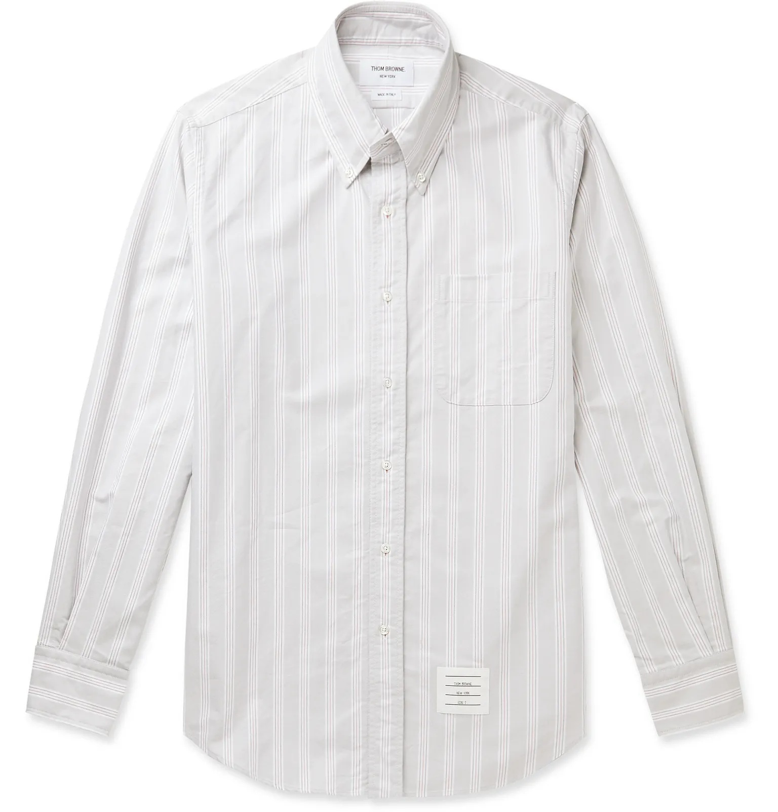 Button-Down Collar Appliquéd Striped Supima Cotton Oxford Shirt - 1