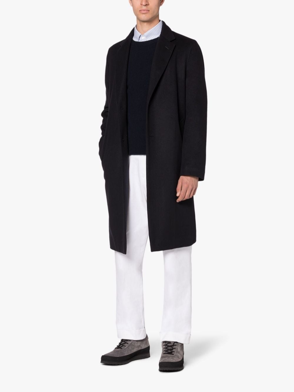 NEW STANLEY NAVY WOOL & CASHMERE COAT - 4