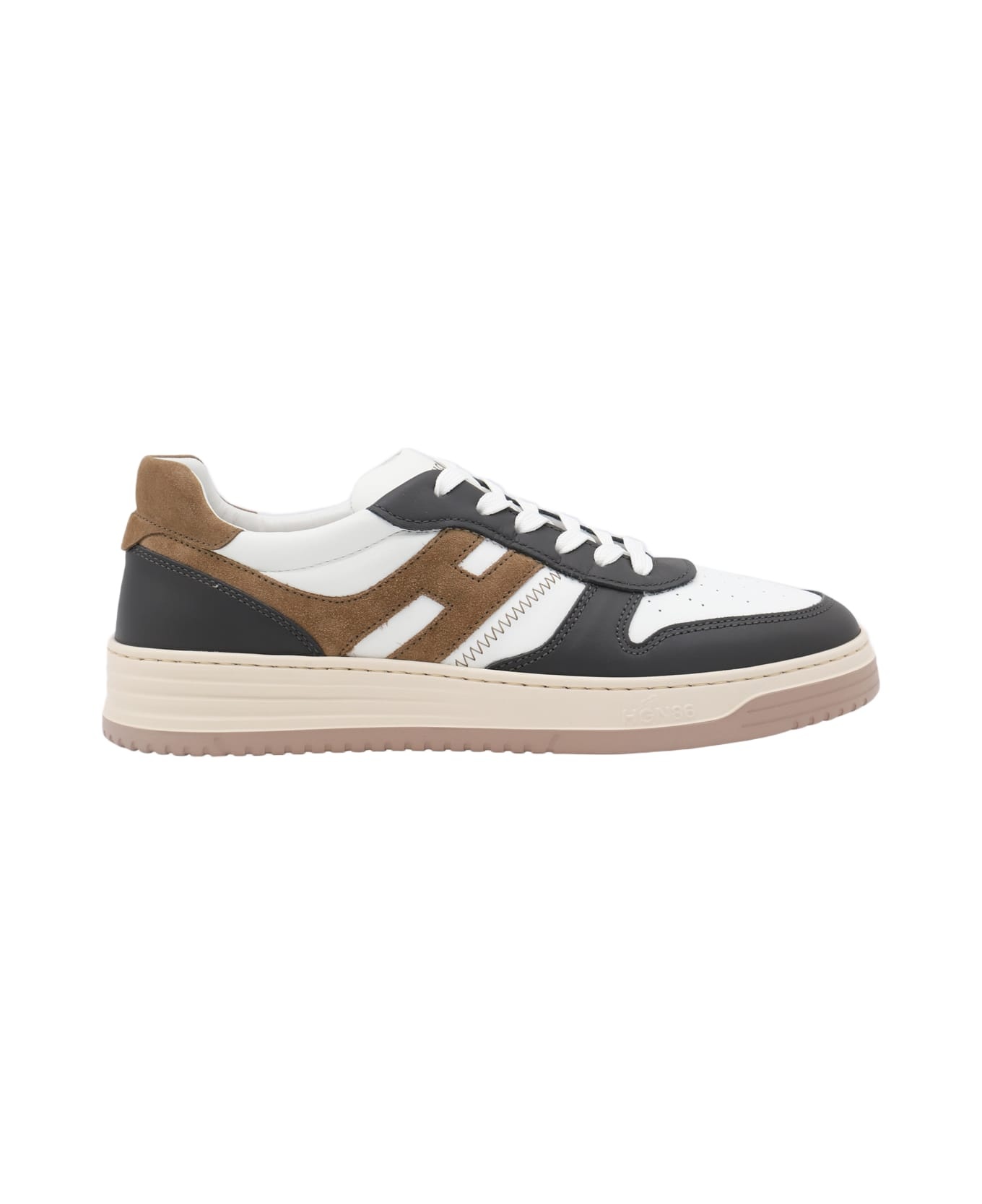White And Black Leather Sneakers - 1
