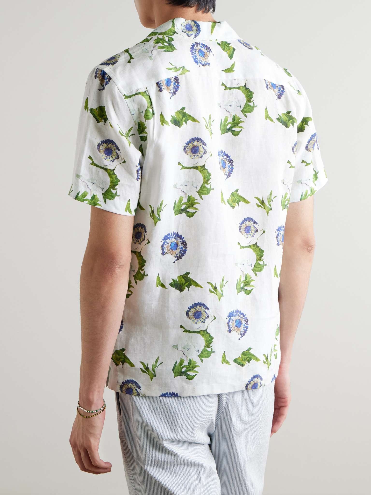 Maitan Camp-Collar Floral-Print Linen Shirt - 3