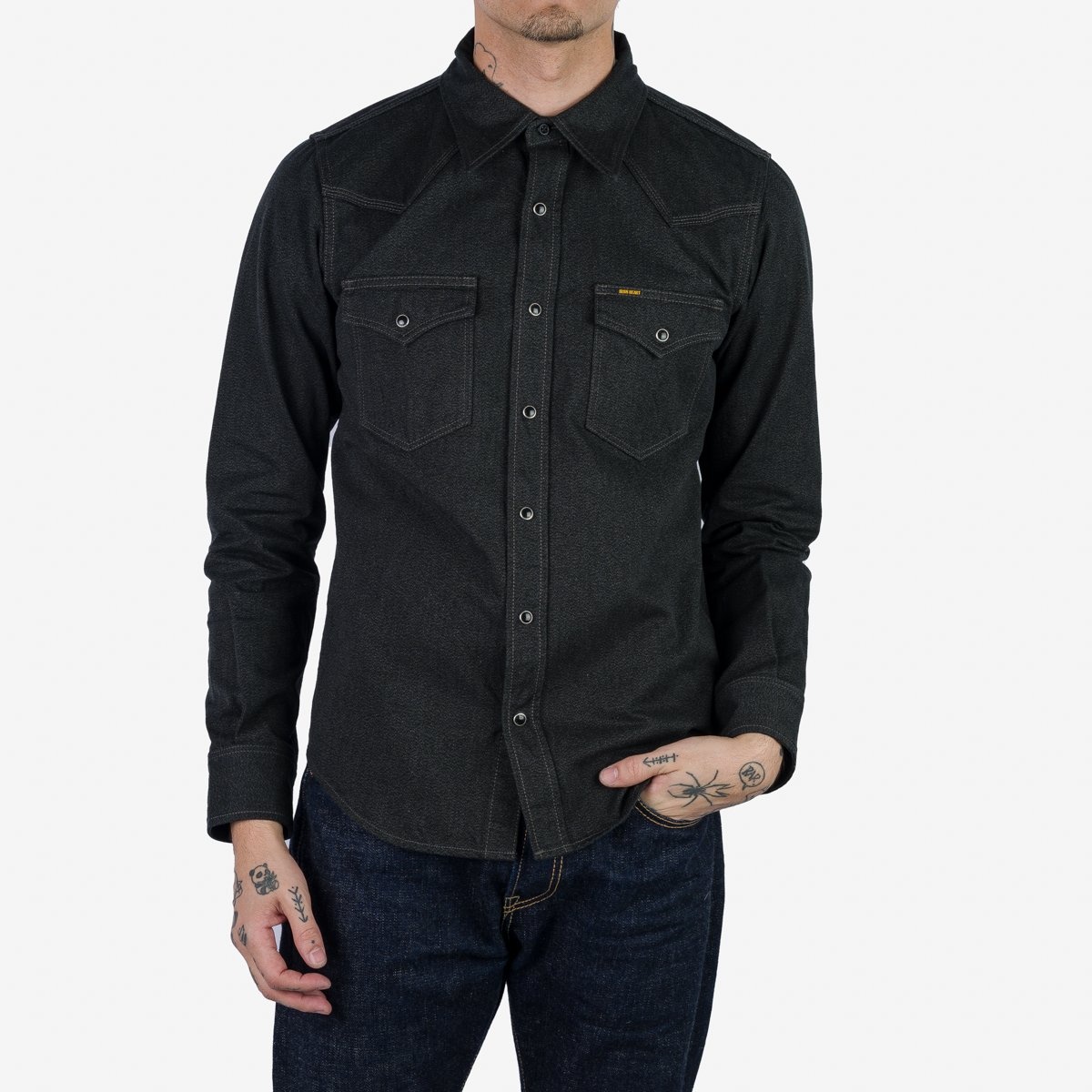 IHSH-367-BLK 10oz Mock Twist Twill Western Shirt - Black - 3