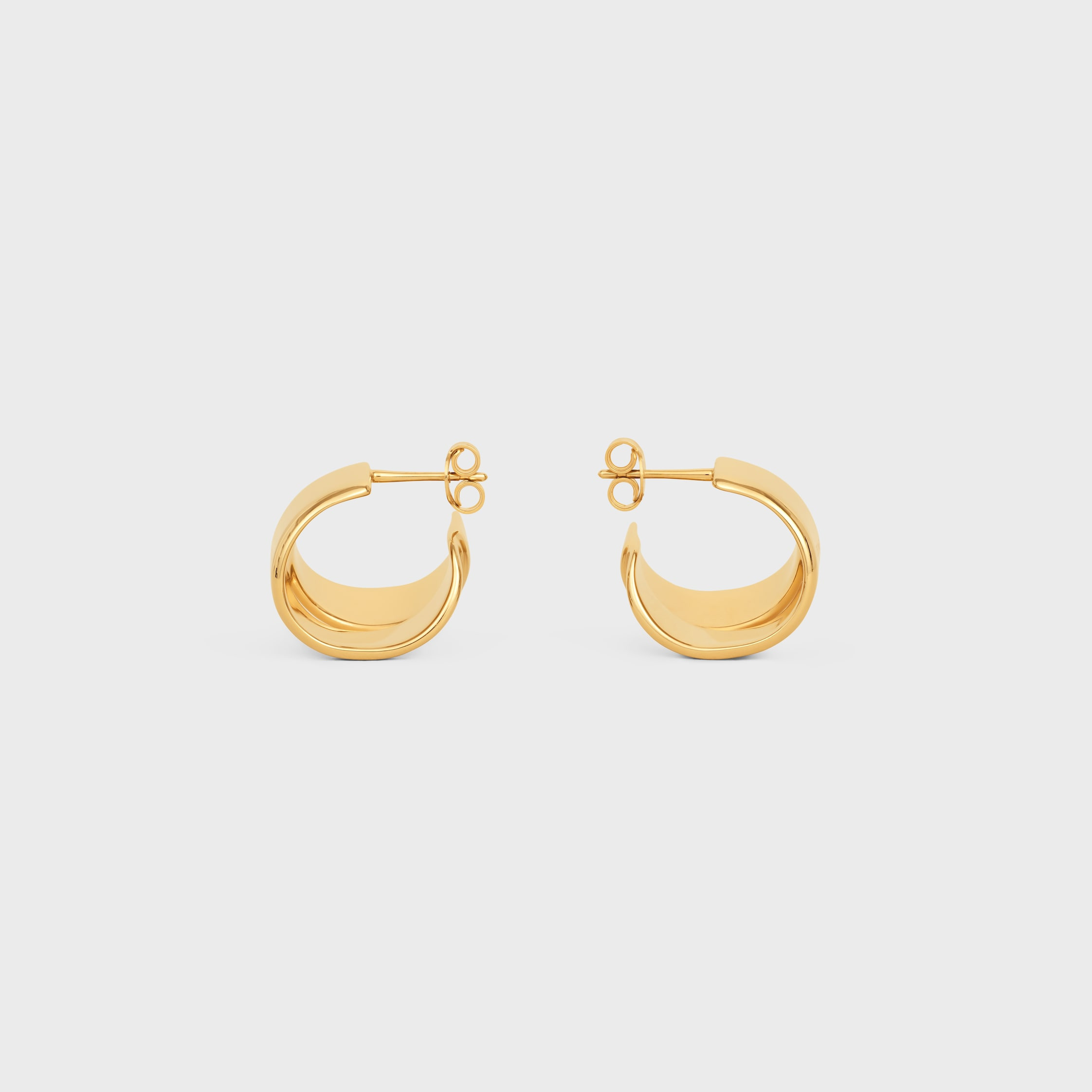 Formes Abstraites Ribbon Hoops in Brass with Gold Finish - 1