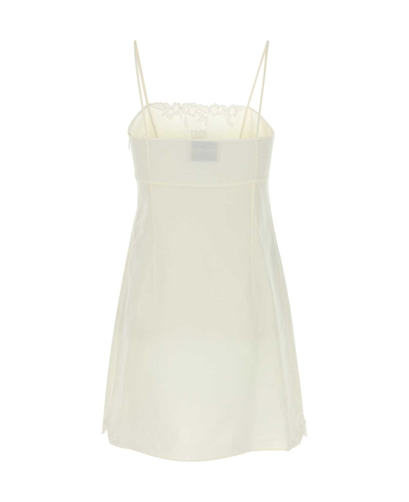 White Linen Blend Mini Dress - 2