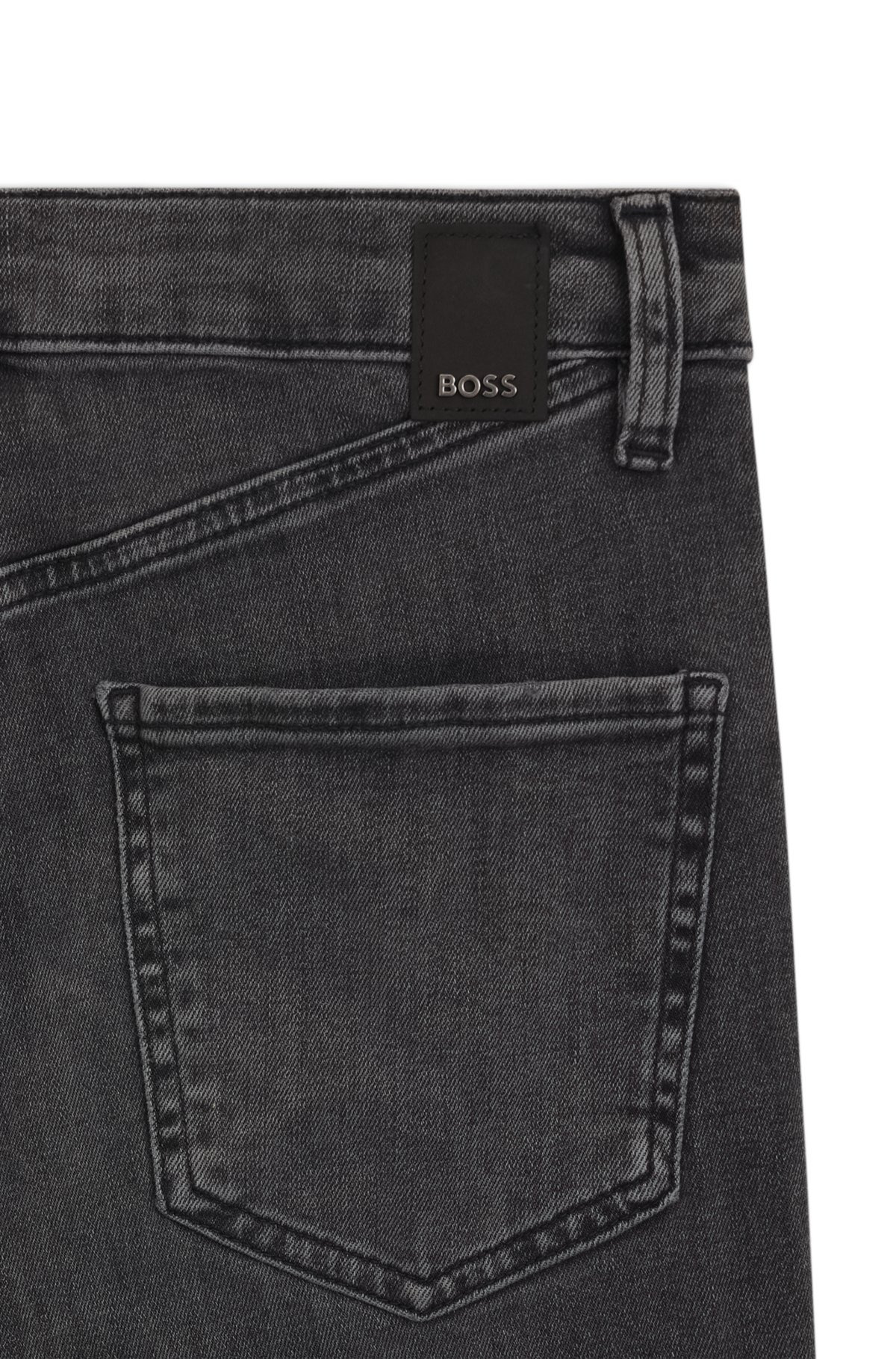 SLIM-FIT JEANS IN DARK-GRAY STRETCH DENIM - 6