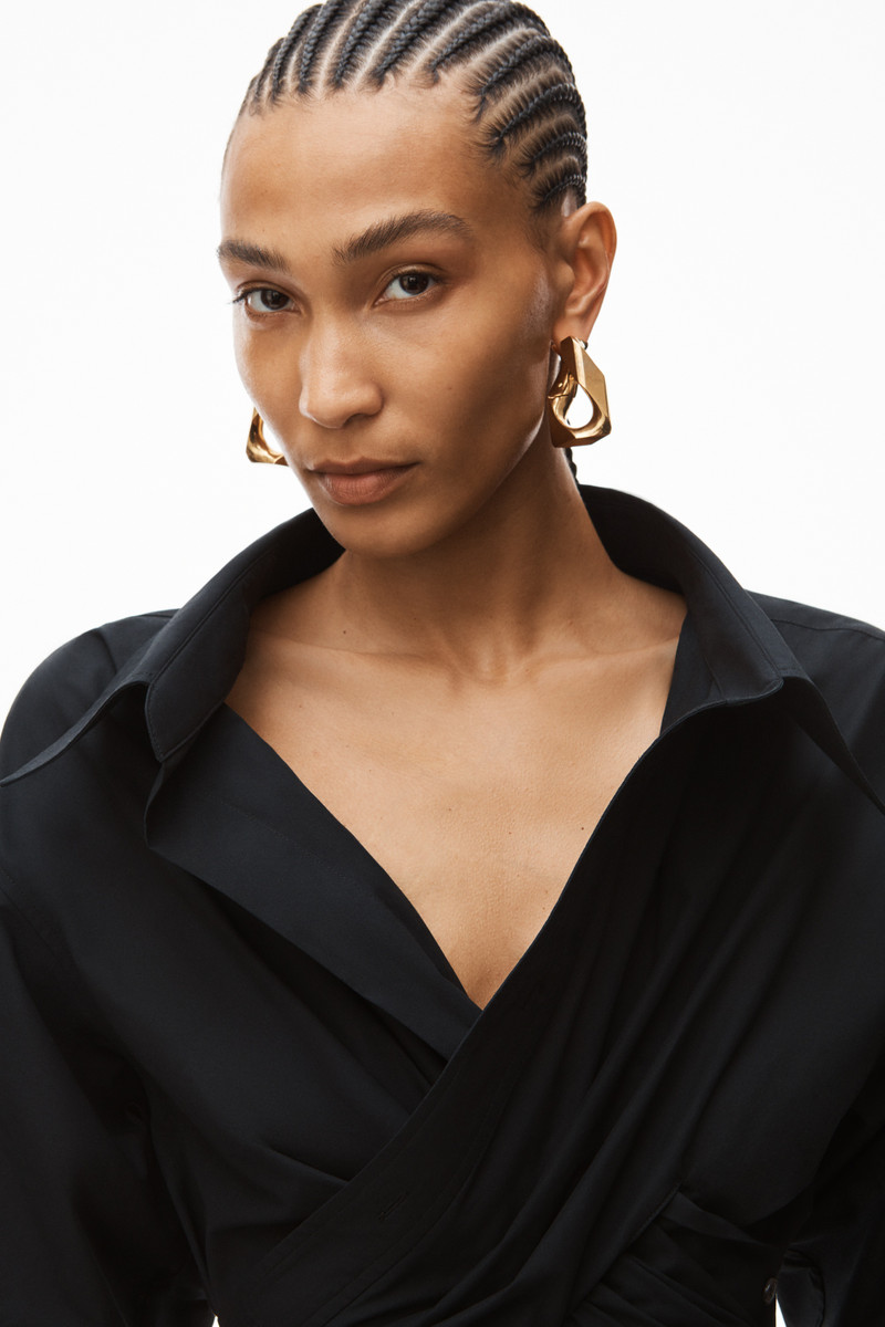 CROSS DRAPE SHIRTDRESS IN COMPACT COTTON 4