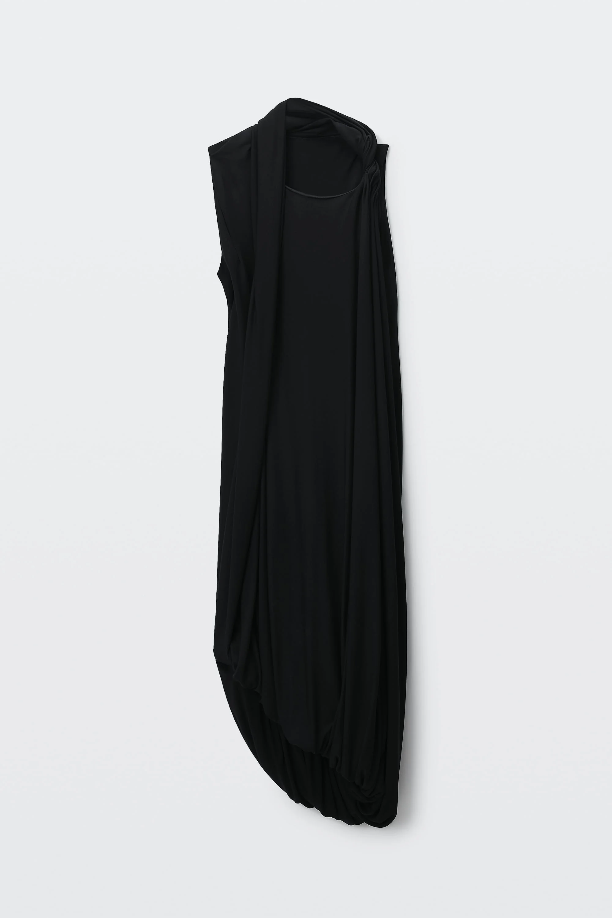 ASYMMETRIC DRAPED MIDI DRESS - 1