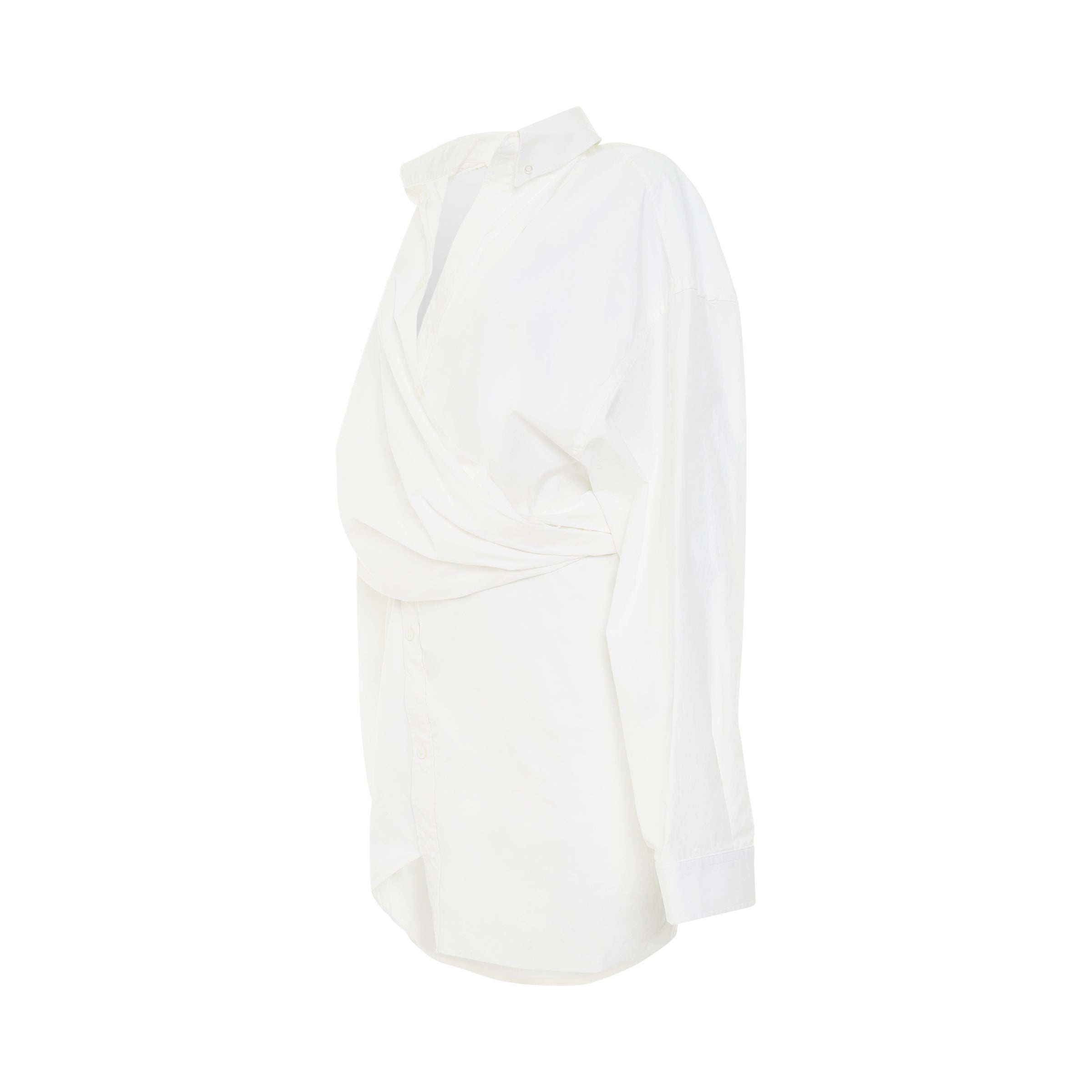 Poplin Wrap Dress in White - 2