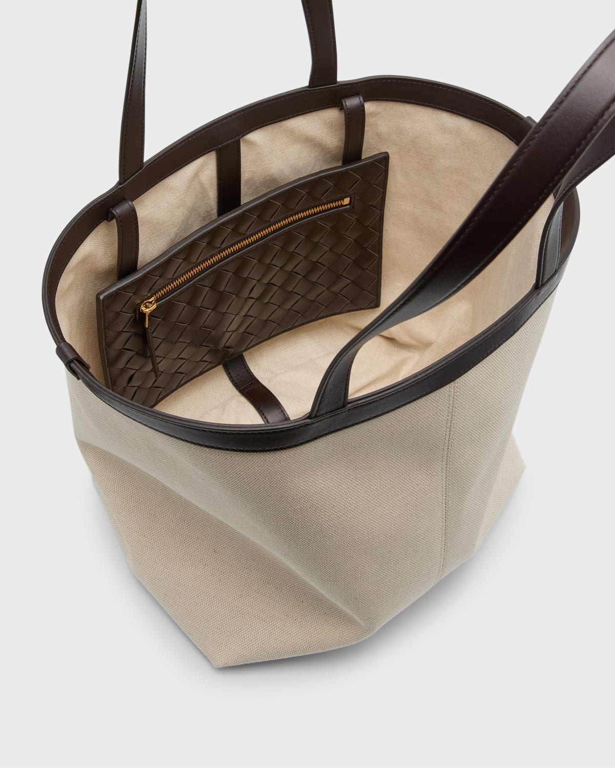 Bottega Veneta Medium Canvas and Leather Tote Bag