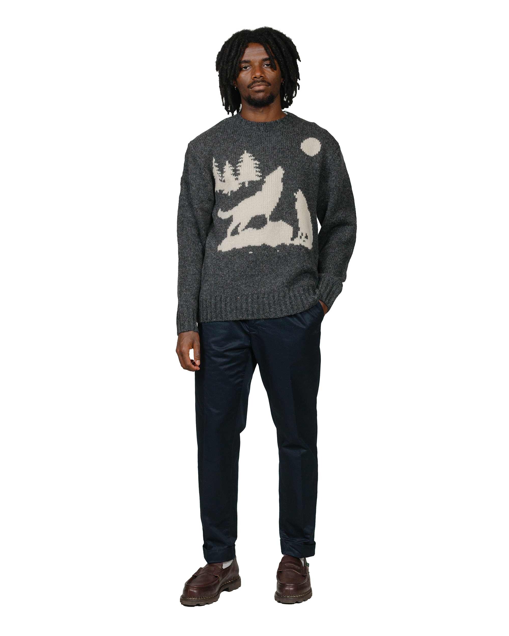 Crew Intarsia 3G Charcoal Grey - 4