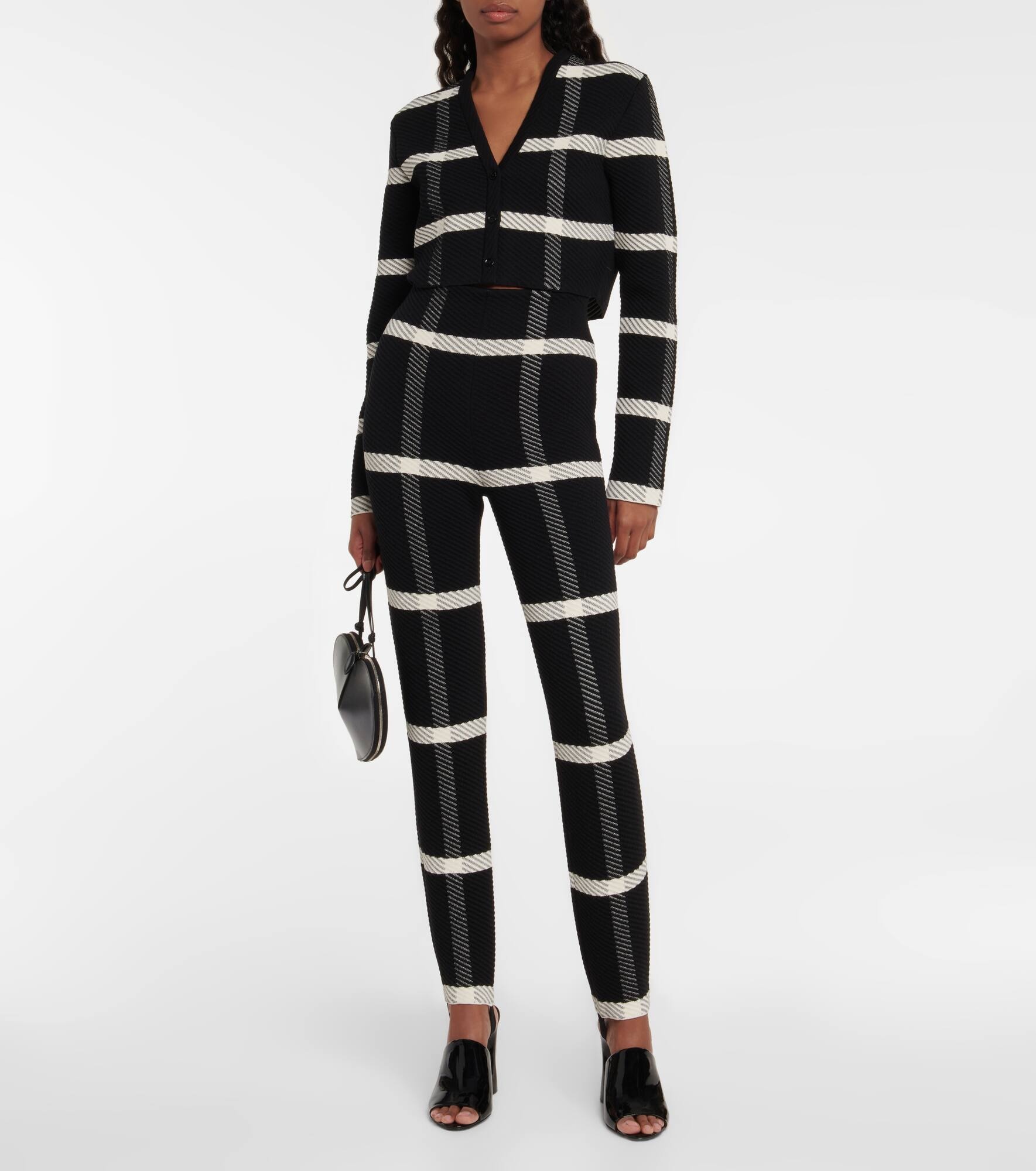 Checked wool-blend stirrup leggings - 2