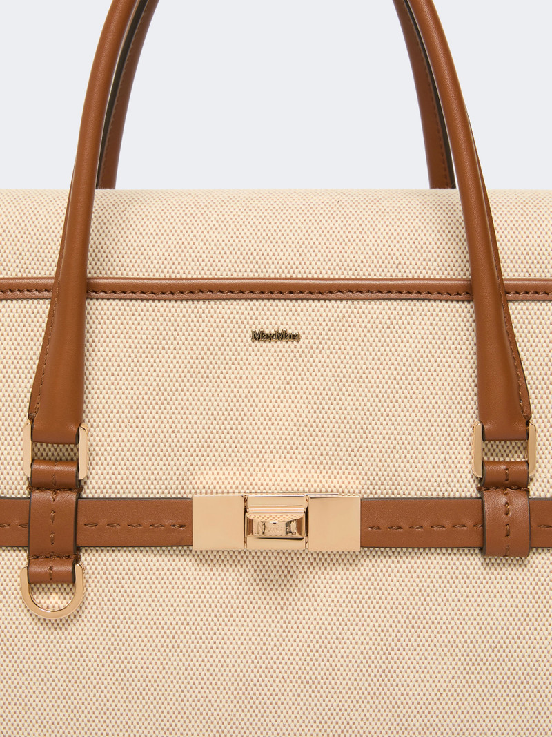MARGAUXS2 Cotton canvas and leather handbag - POWDER 4