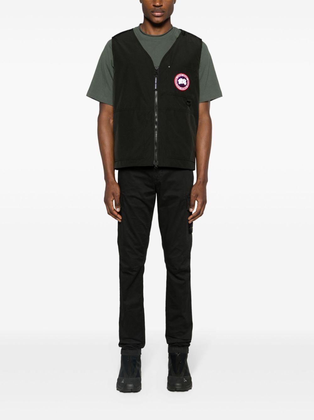 logo-patch zip-up vest - 2