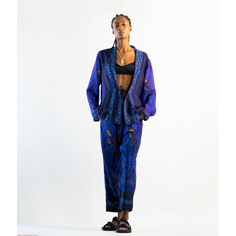 RAYON VIRGIN MARY KIMONO SHIRT - PURPLE 9
