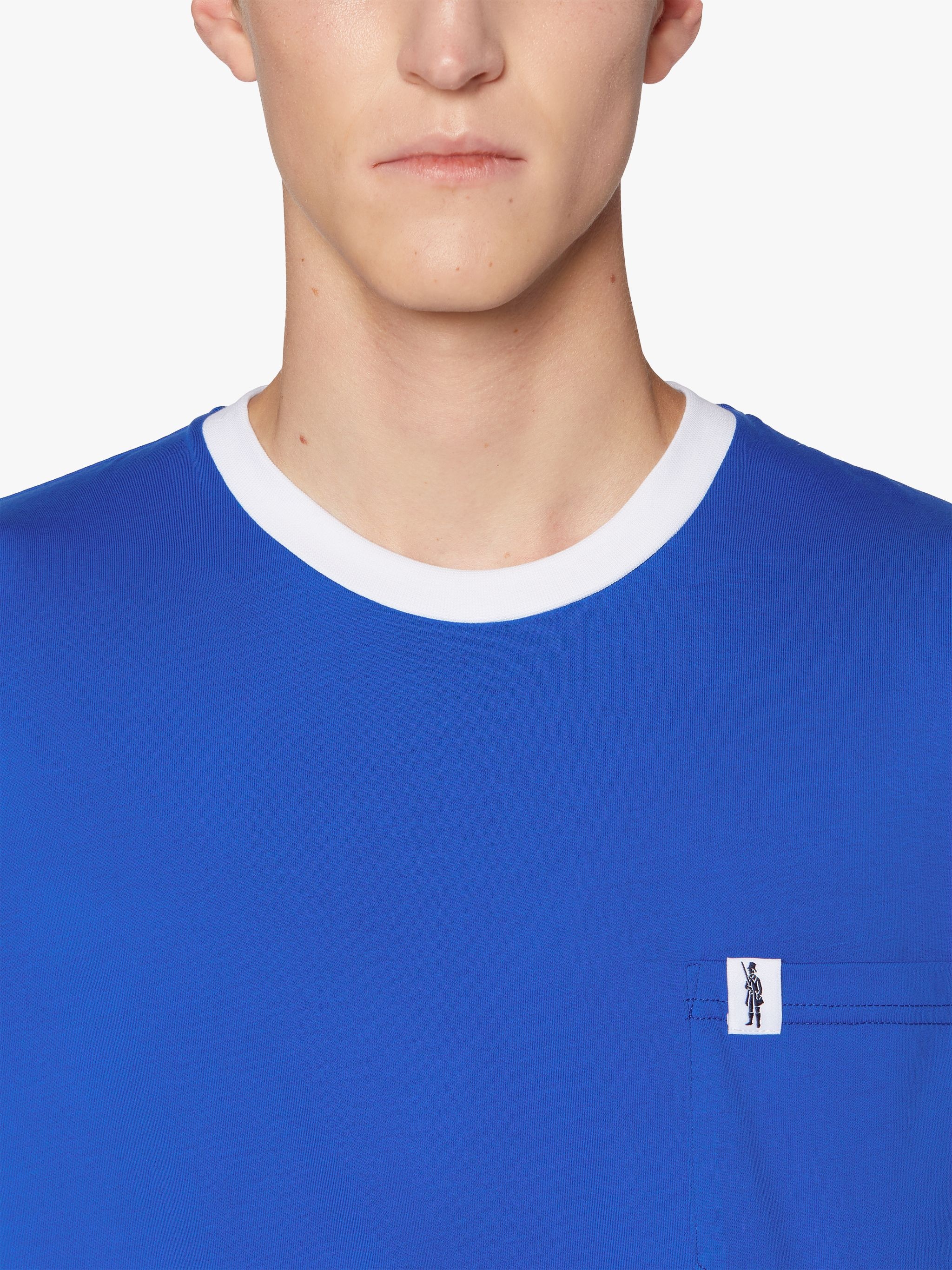 BLUE COTTON CONTRAST RIB T-SHIRT | GJM-219 - 5