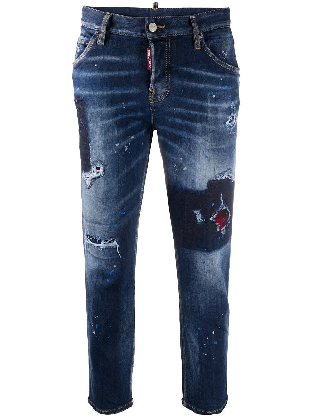 distressed-effect cropped denim jeans - 1