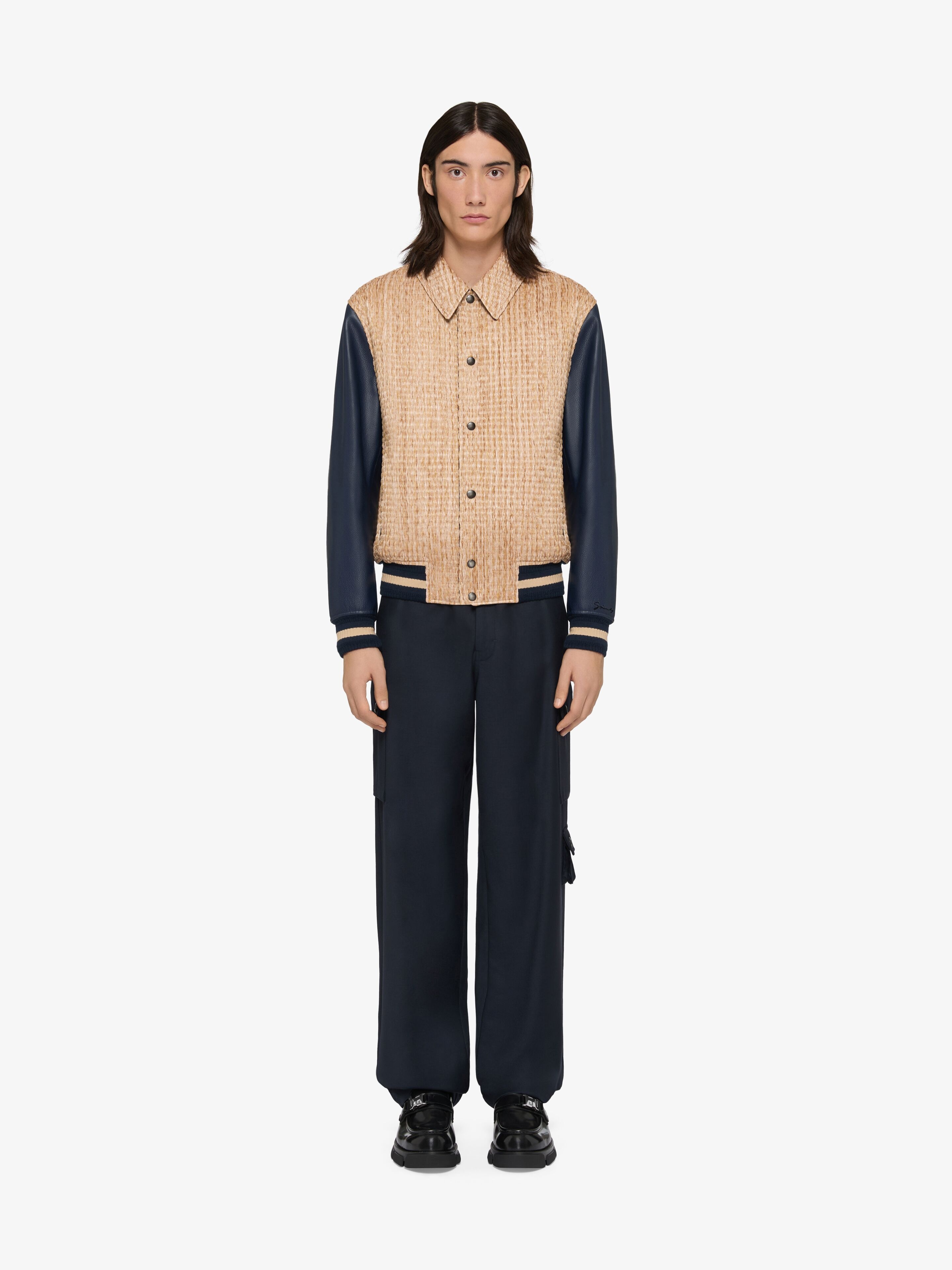LE CLOS VARSITY JACKET IN RAFFIA AND LEATHER - 2