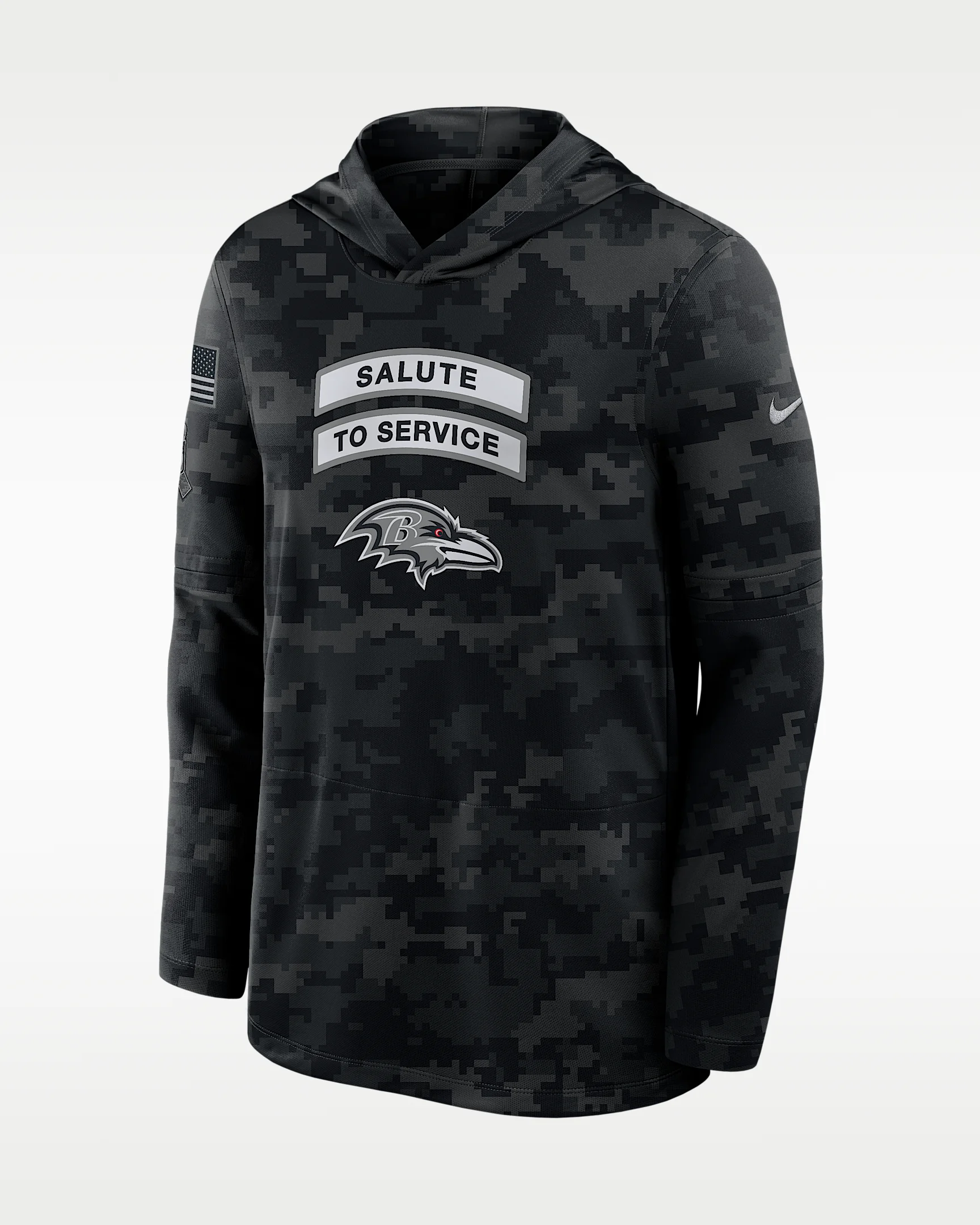 Baltimore Ravens Salute to Service Sideline Men's Nike Dri-FIT NFL Long-Sleeve Hooded Top - 1
