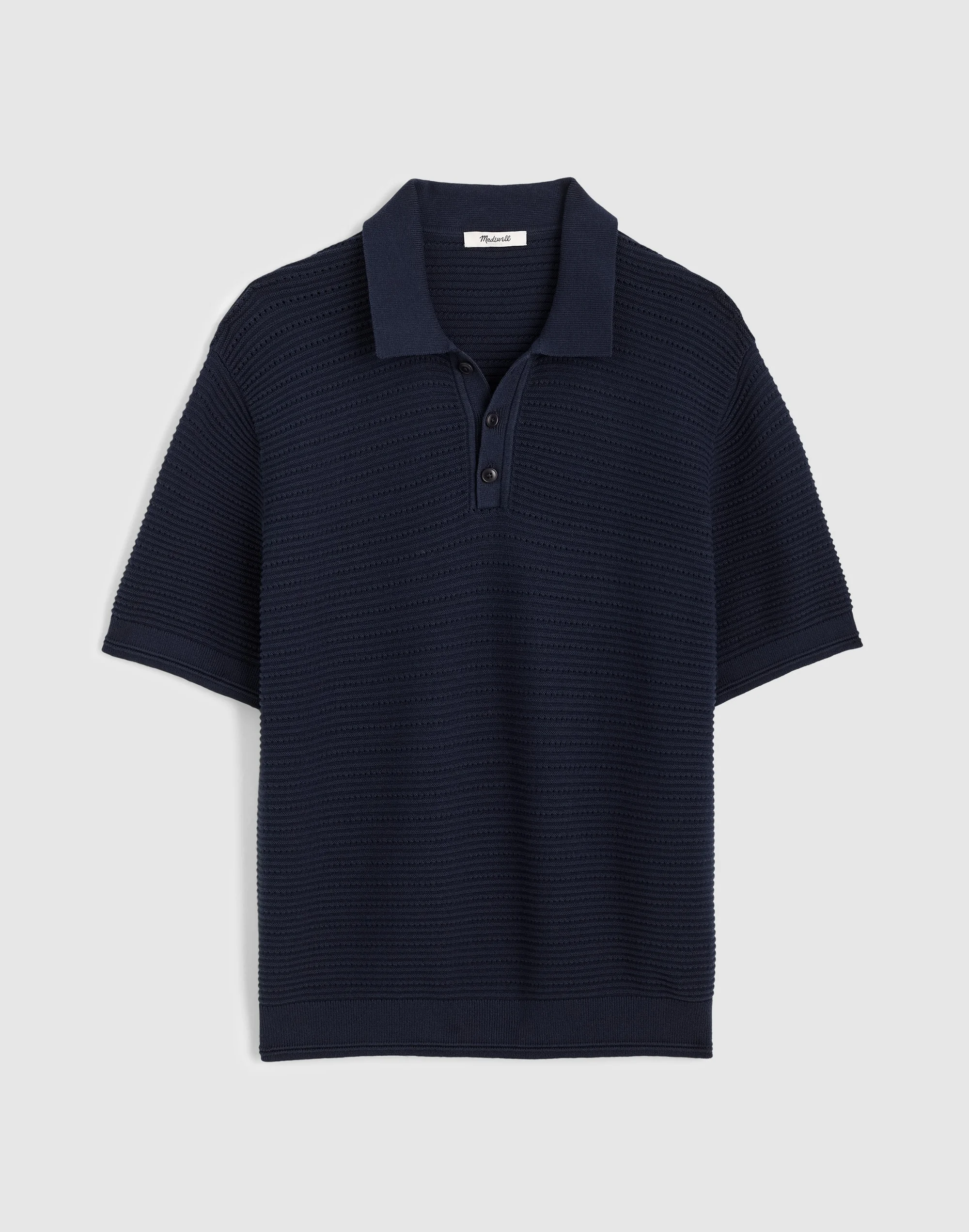 Textured Open-Stitch Polo - 1