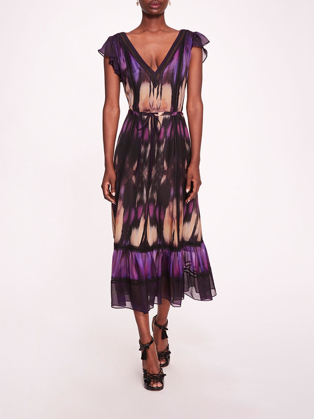 ABSTRACT VISCOSE MIDI DRESS - 1