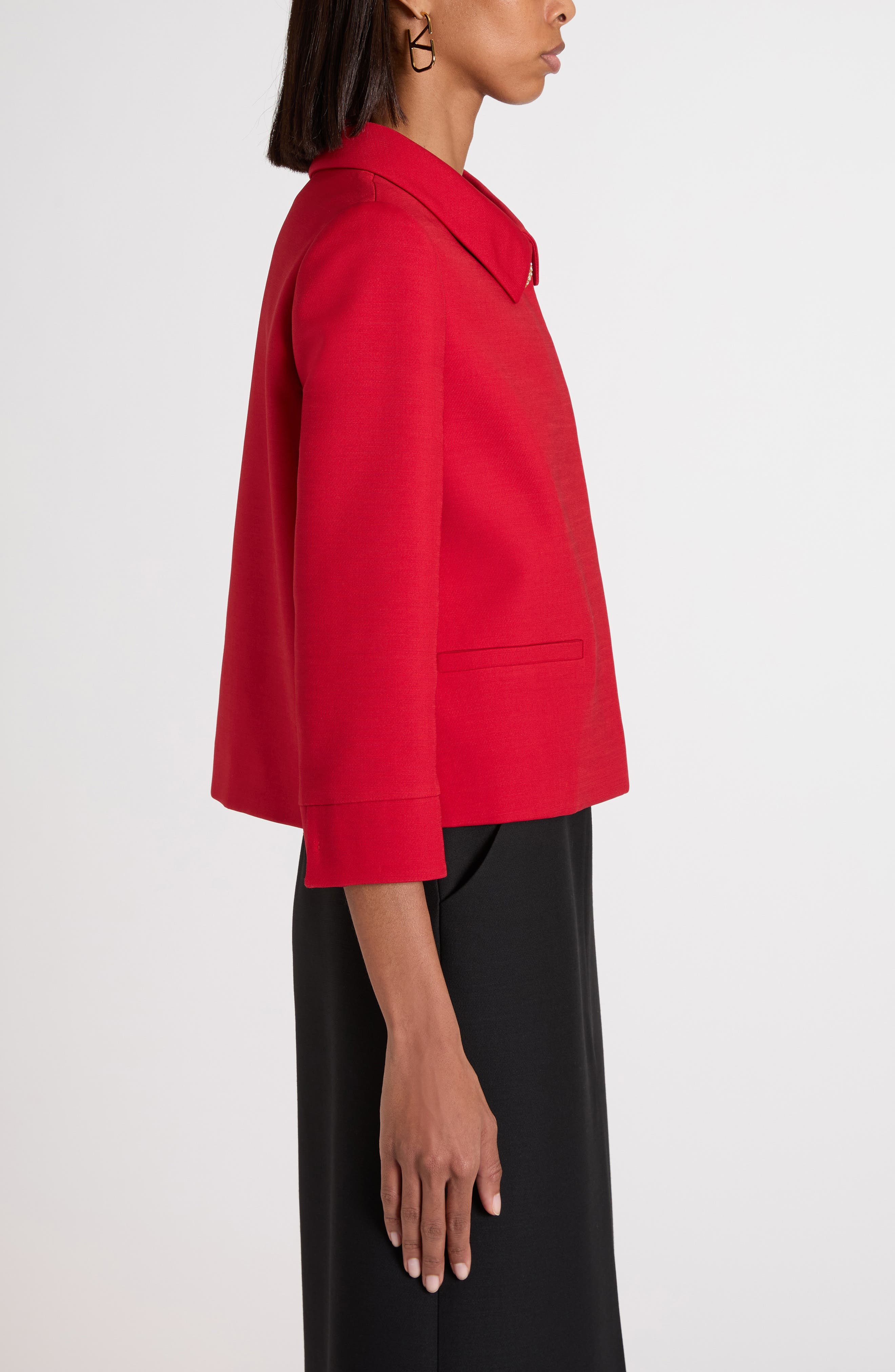 Valentino Garavani Crepe Couture Jacket in Dark Red at Nordstrom - 4