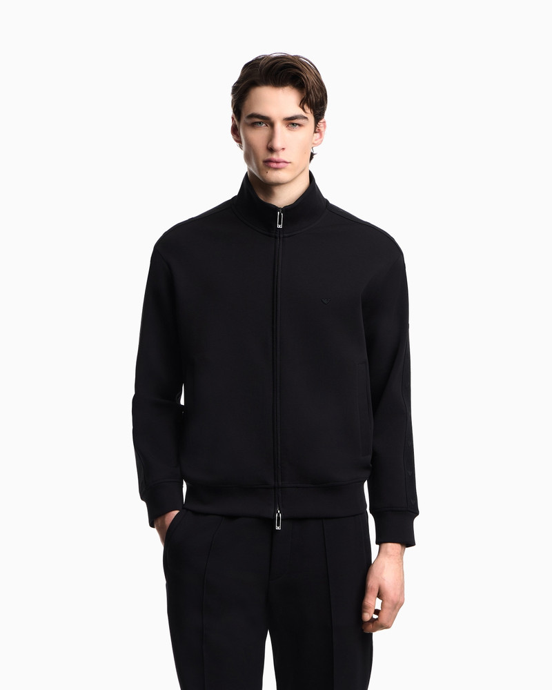 EMPORIO ARMANI FULL-ZIP SWEATSHIRT IN DOUBLE JERSEY WITH MICRO-EAGLE BAND outlook
