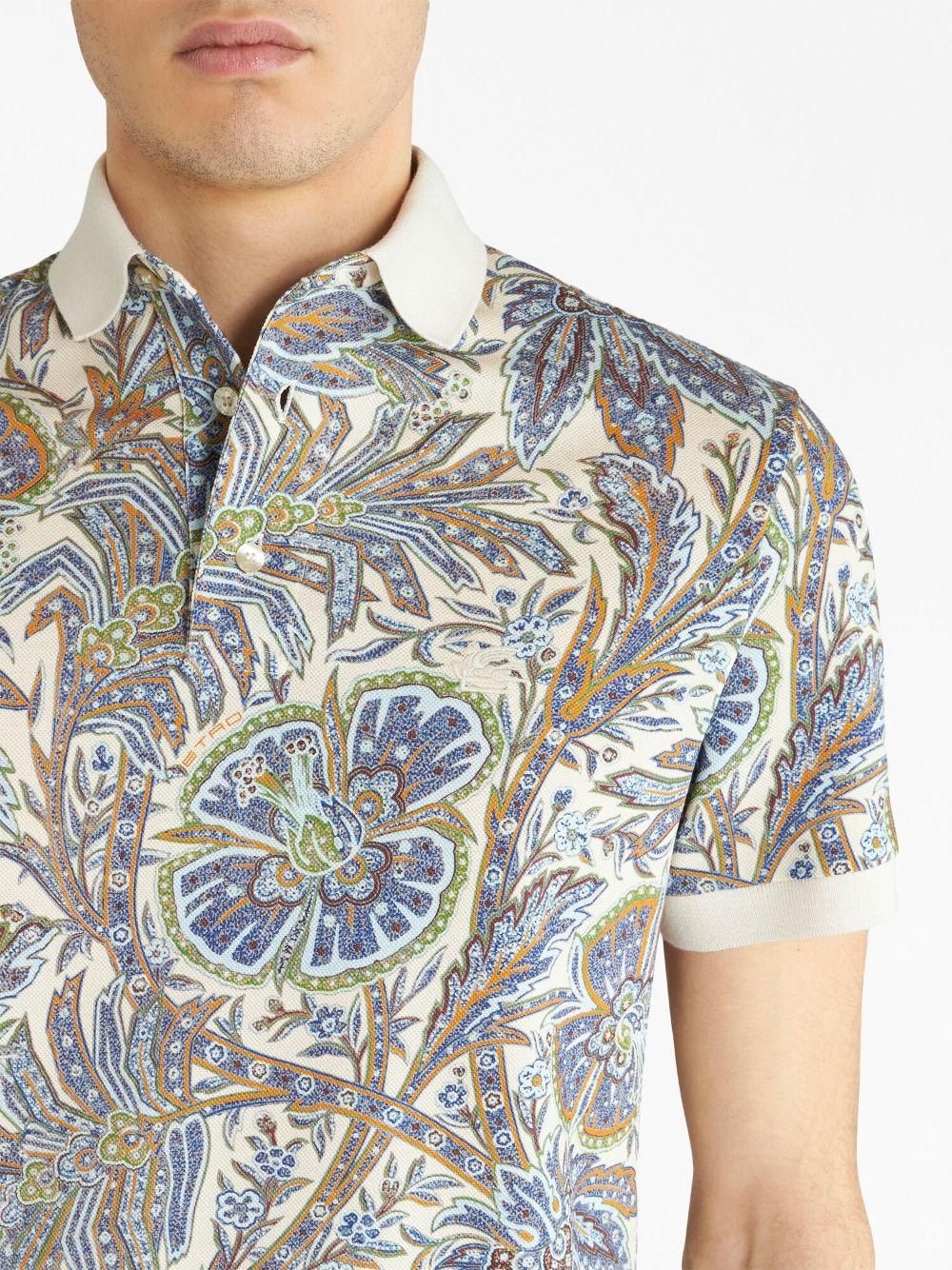 floral-print cotton polo shirt - 4