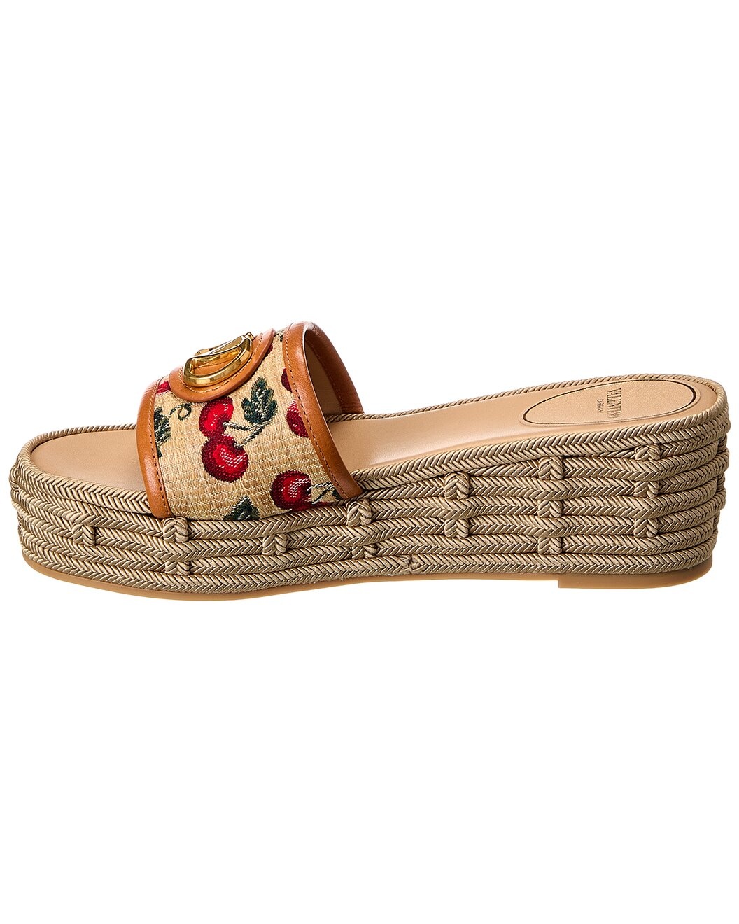 Valentino VLogo Signature 60 Cherryfic Leather-Trim Wedge Sandal - 2