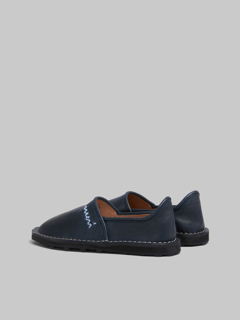 BLUE LEATHER SLIP-ON LOAFER WITH MARNI SYMBOL - 3