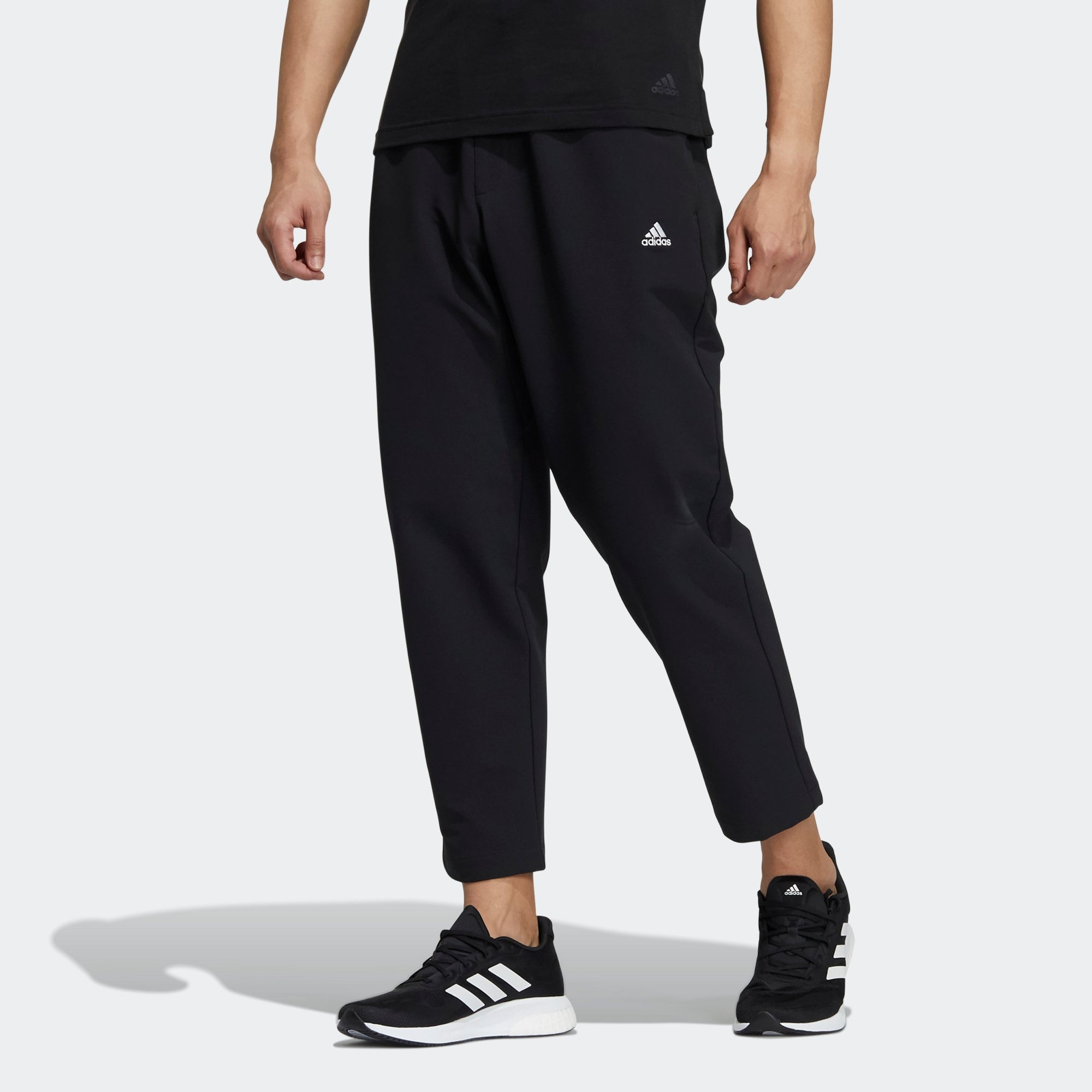 Men's adidas Wj Wv Reg Pnts Belt Solid Color Sports Pants/Trousers/Joggers Black H39279 - 2