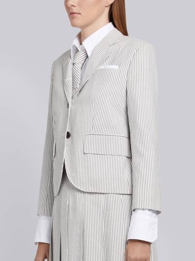 Thom Browne Medium Grey Striped Seersucker Half-lined Single Breasted High Armhole Sport Coat outlook