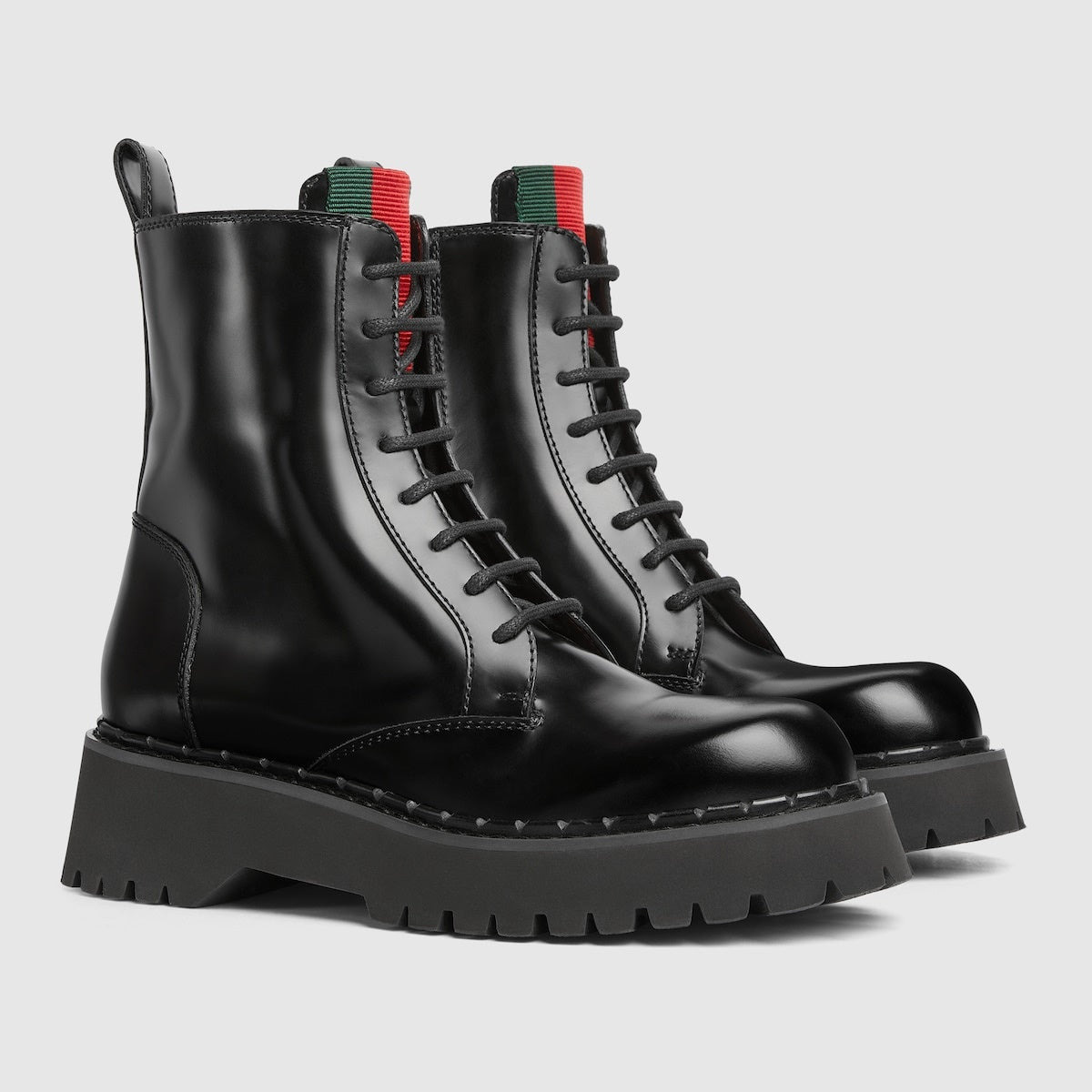 Gucci Web Lace Up Ankle Boots - 2