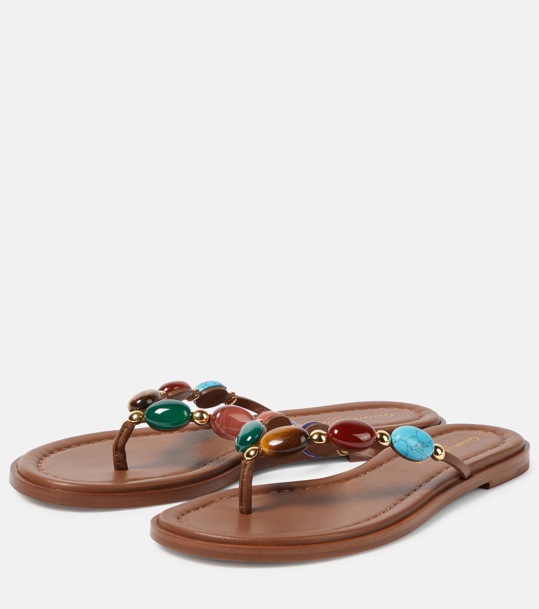 Shanti embellished leather thong sandals - 4