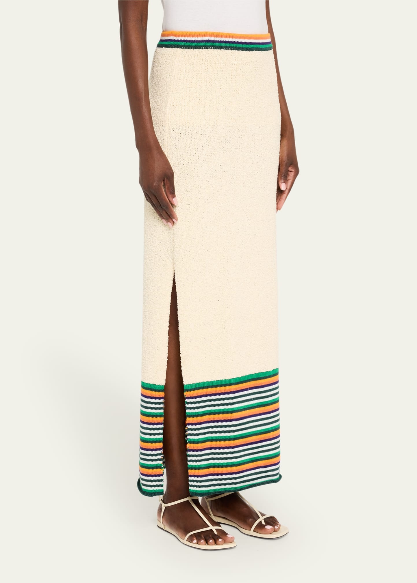 Stripe Boucle Knit Pencil Skirt - 4