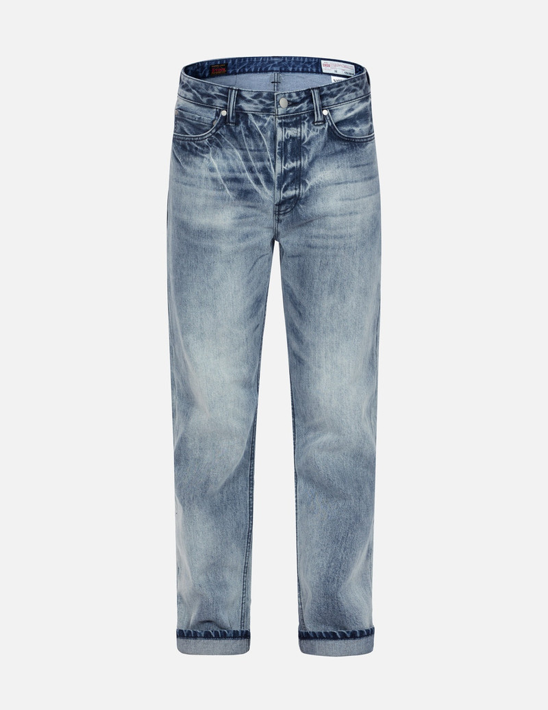 EVISU Distressed Daicock Straight Fit Washed Jeans outlook