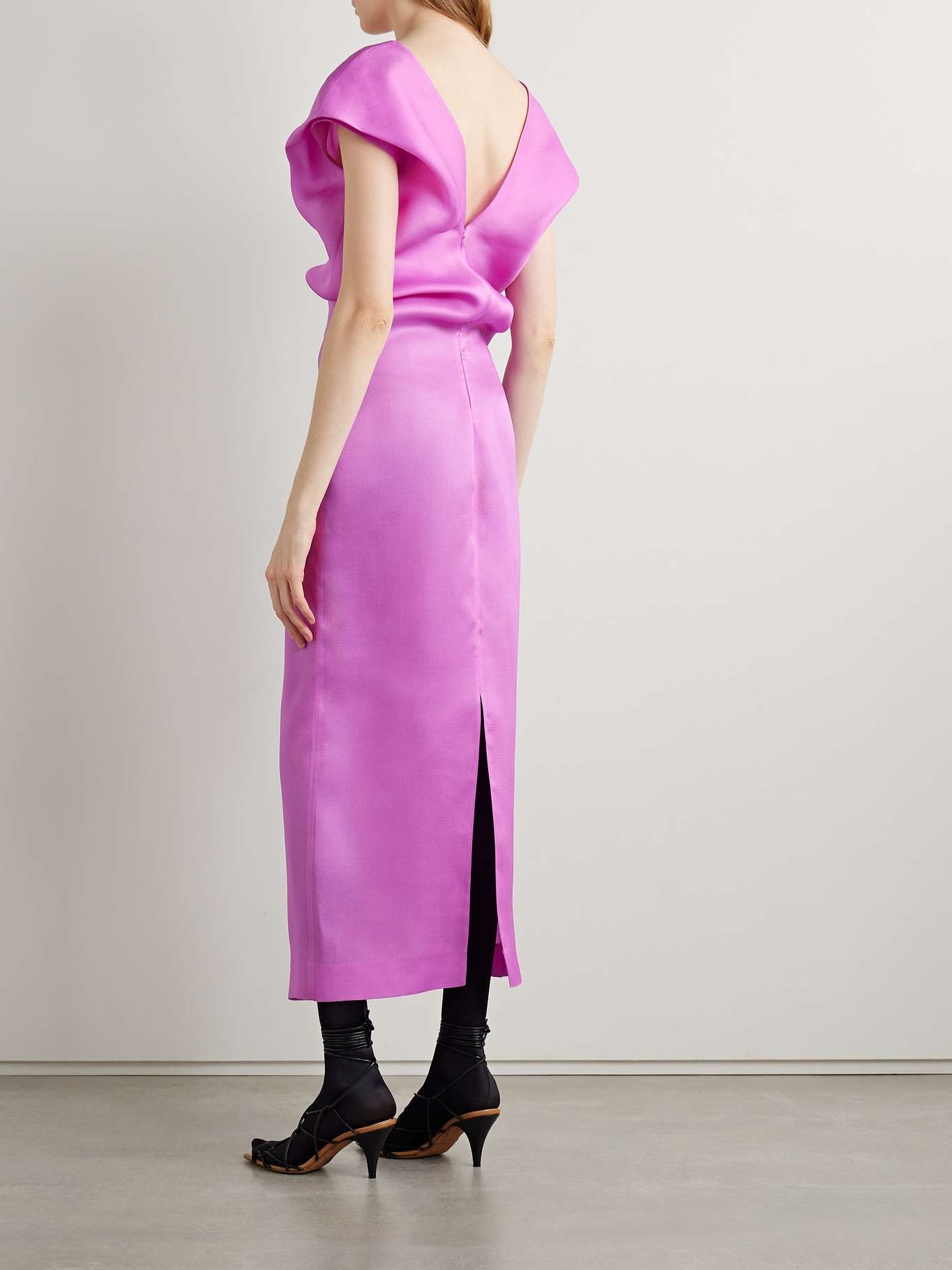Ima gathered silk-gazar midi dress - 3