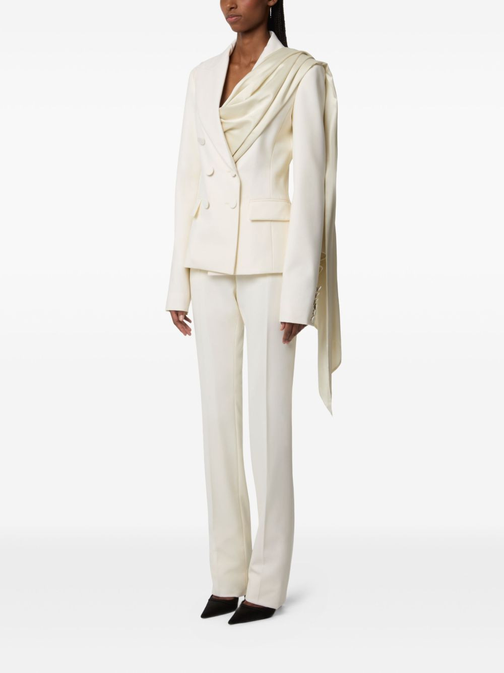 draped-scarf double-breasted blazer - 3