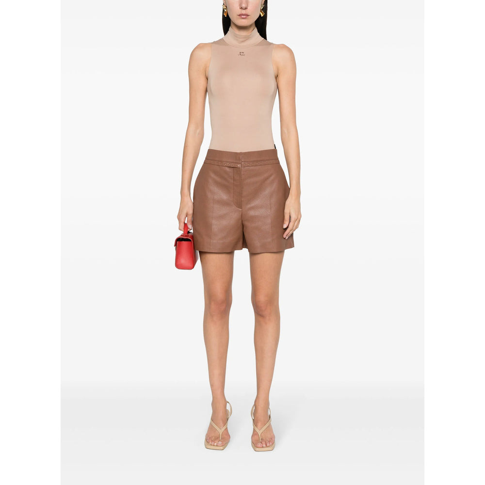 Fendi Brown Shorts - Leather & Faux Leather Shorts Women - 2
