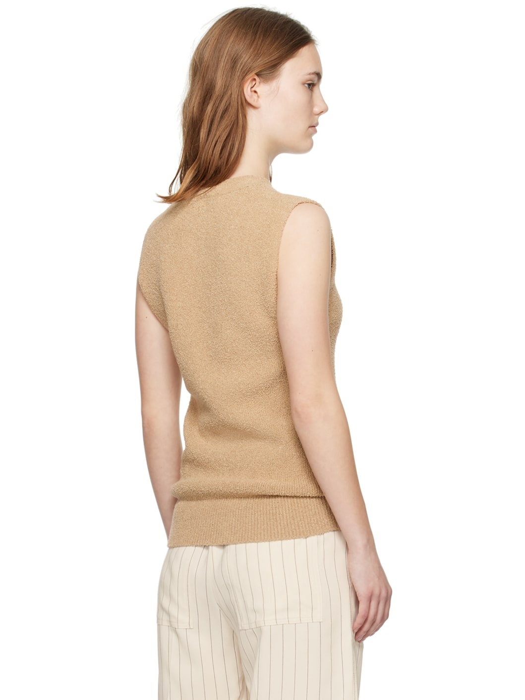 Beige V-Neck Tank Top - 3